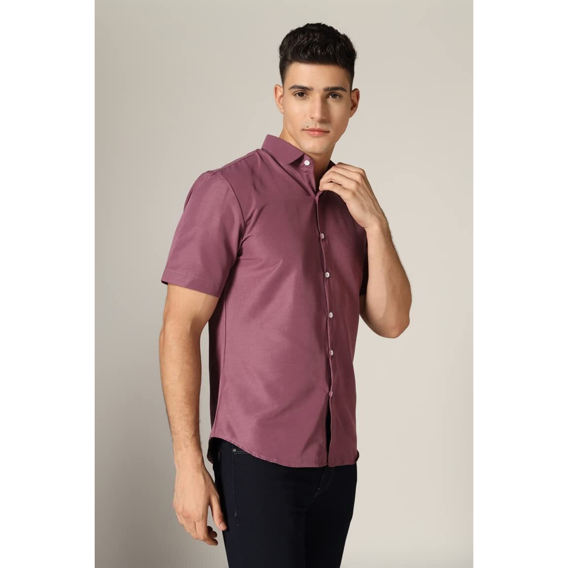 Om Sai Latest Creation Mens Rayon Man Casual Shirt Regular Fit Western (Oslc-Ms-6057_Purple_Xl)