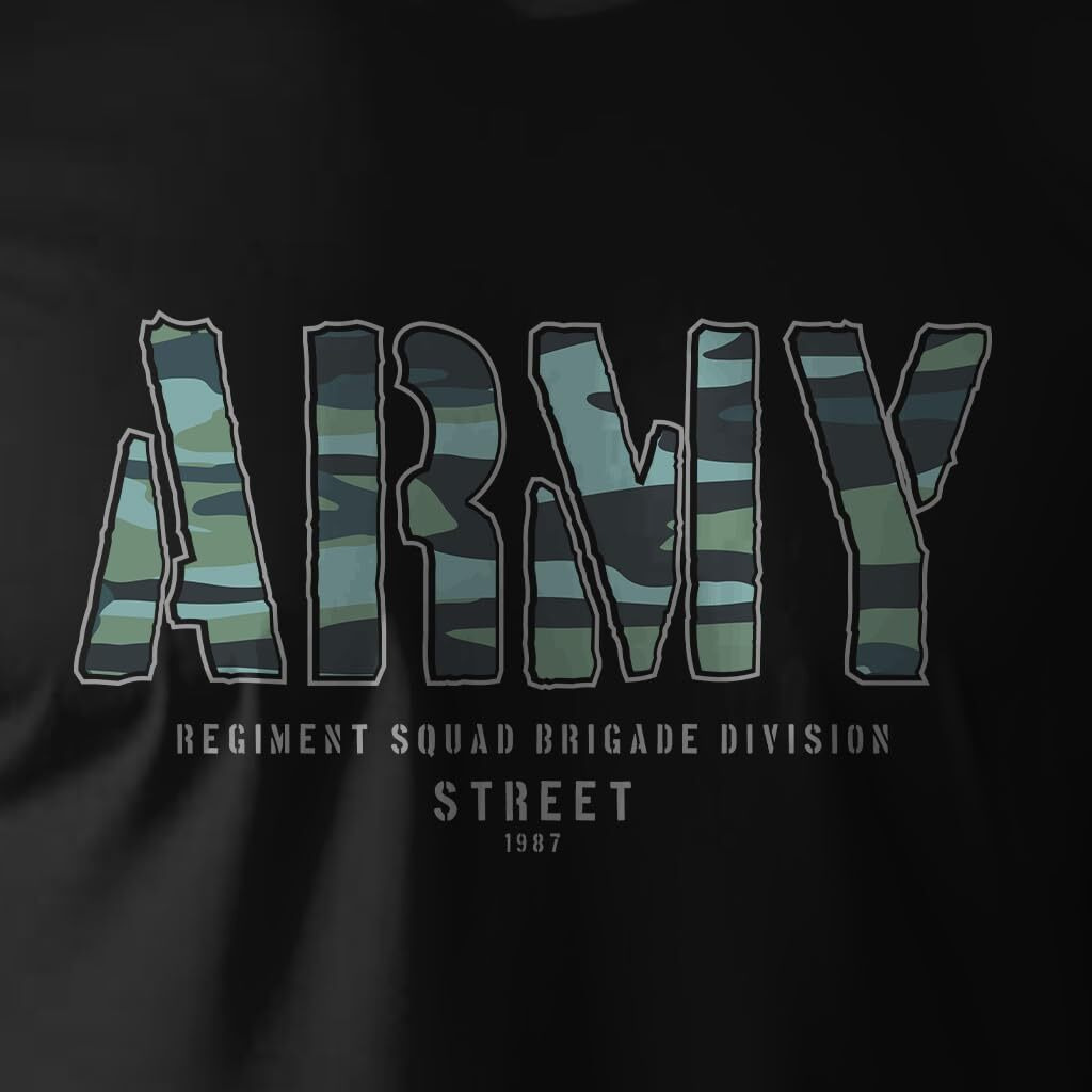 Peppyzone Men's Regular Fit T-Shirt (Pz-Army433_Black