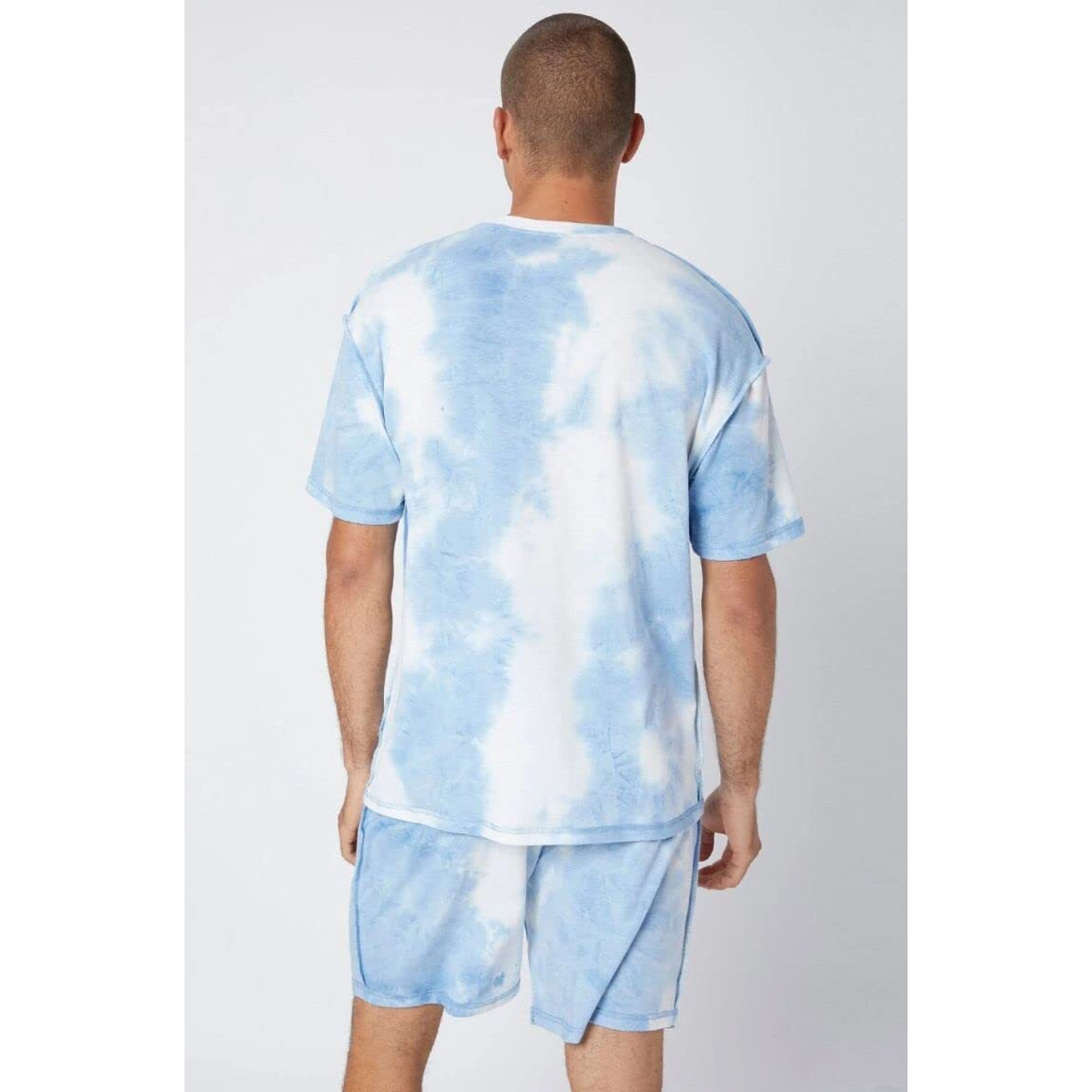 Om Sai Latest Creation Lycra Unisex Night Dress || Tie-Dye Night Wear Beach Wear Summer Wear Short Pajama Set || Sleepwear Loungewear T-Shirt & Shorts Combo|| Night Suit (X-Large, Blue)