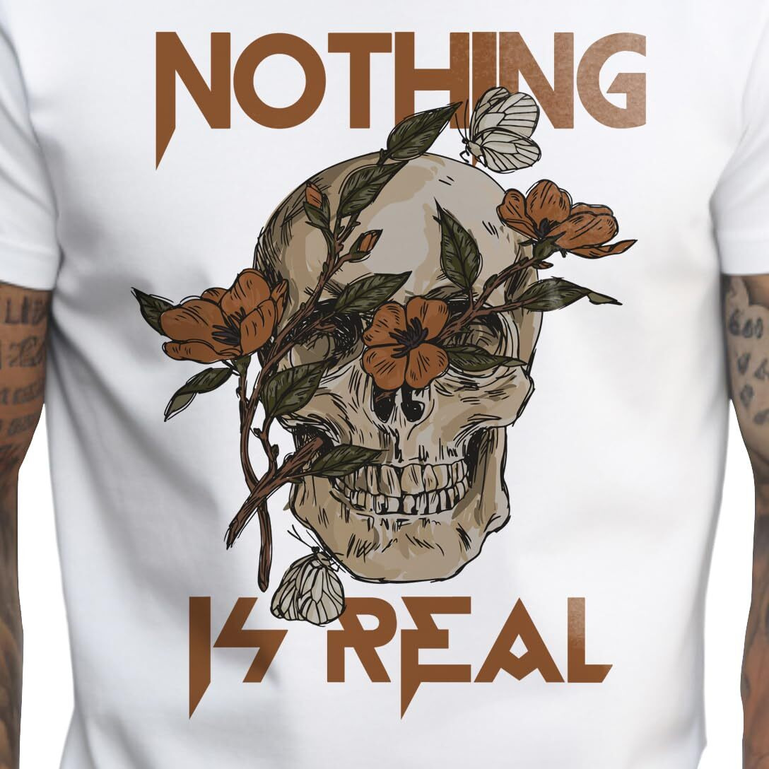 Peppyzone Men's Regular Fit T-Shirt (Pz-Skull458_White