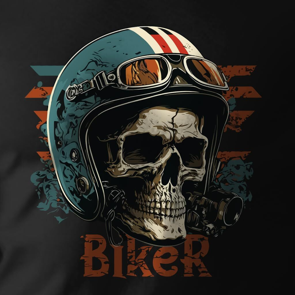 Peppyzone Men's Regular Fit T-Shirt (Pz-Rt-Biker 11-15_Black2