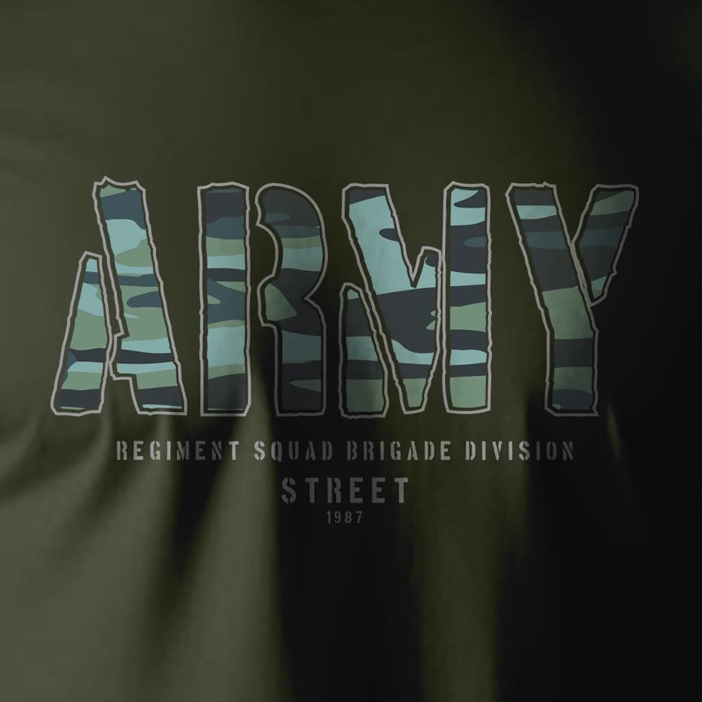 Peppyzone Men's Regular Fit Army Printed Pure Cotton T Shirt For Men (Xl, Olive)