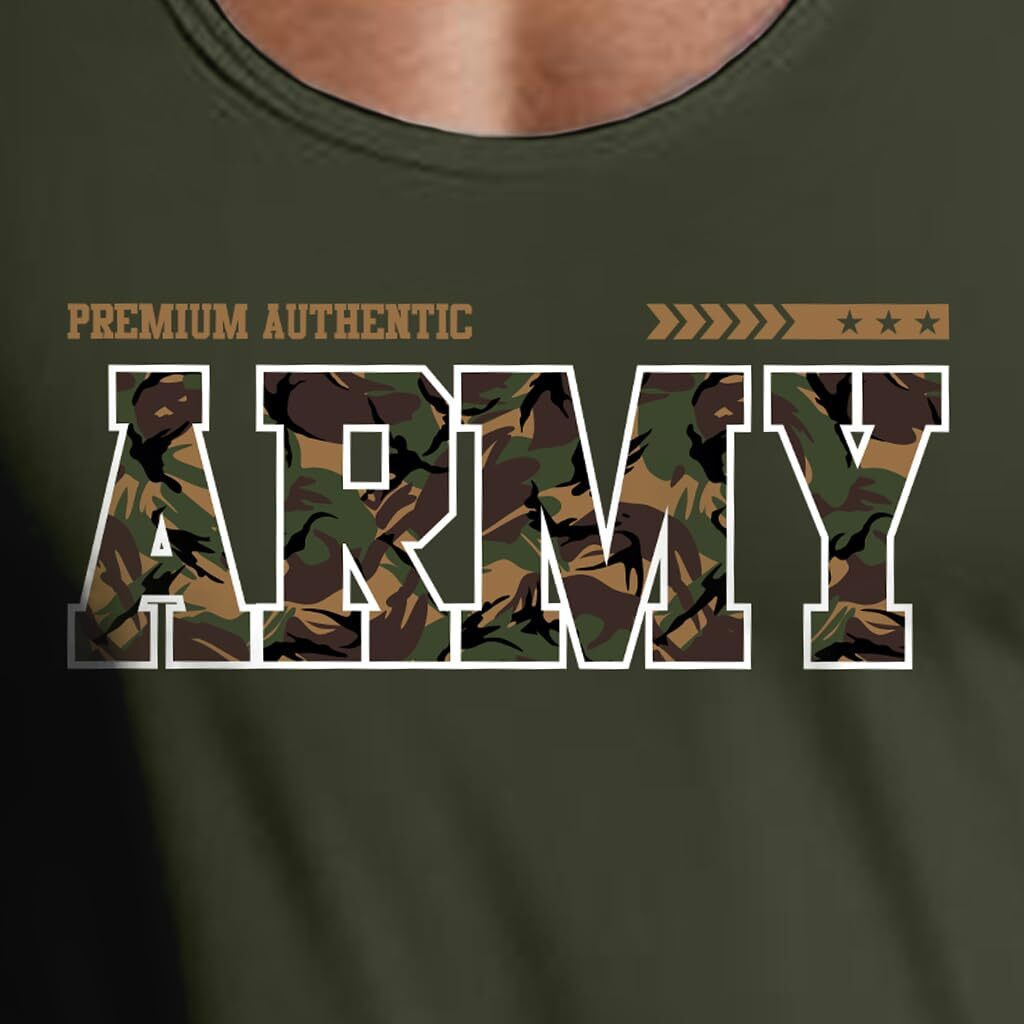 Peppyzone Army Printed 100% Cotton Tank Top Vest For Men (Xl, Olive2)