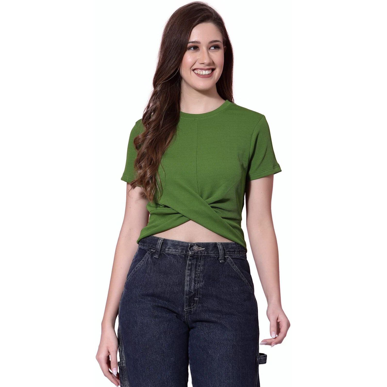 Oomph Crop Tops For Women, Green - Mt593