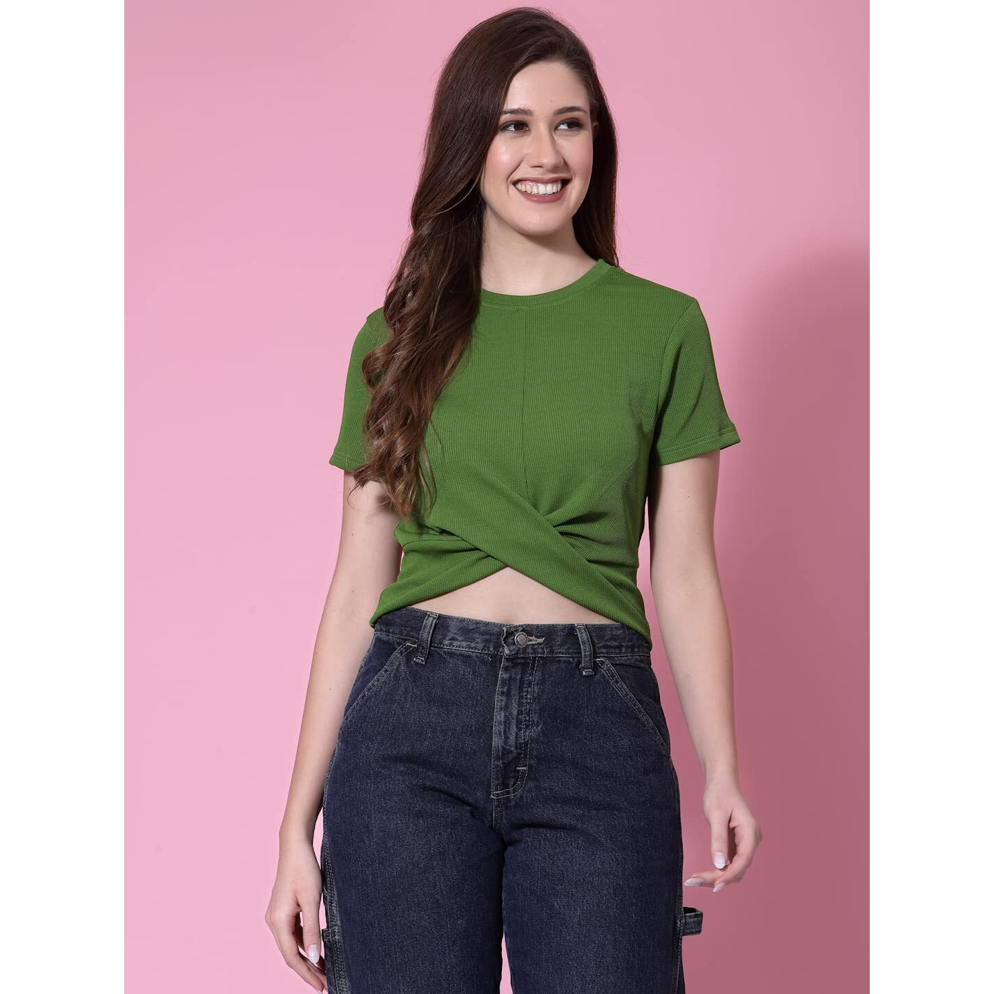 Oomph Crop Tops For Women, Green - Mt593