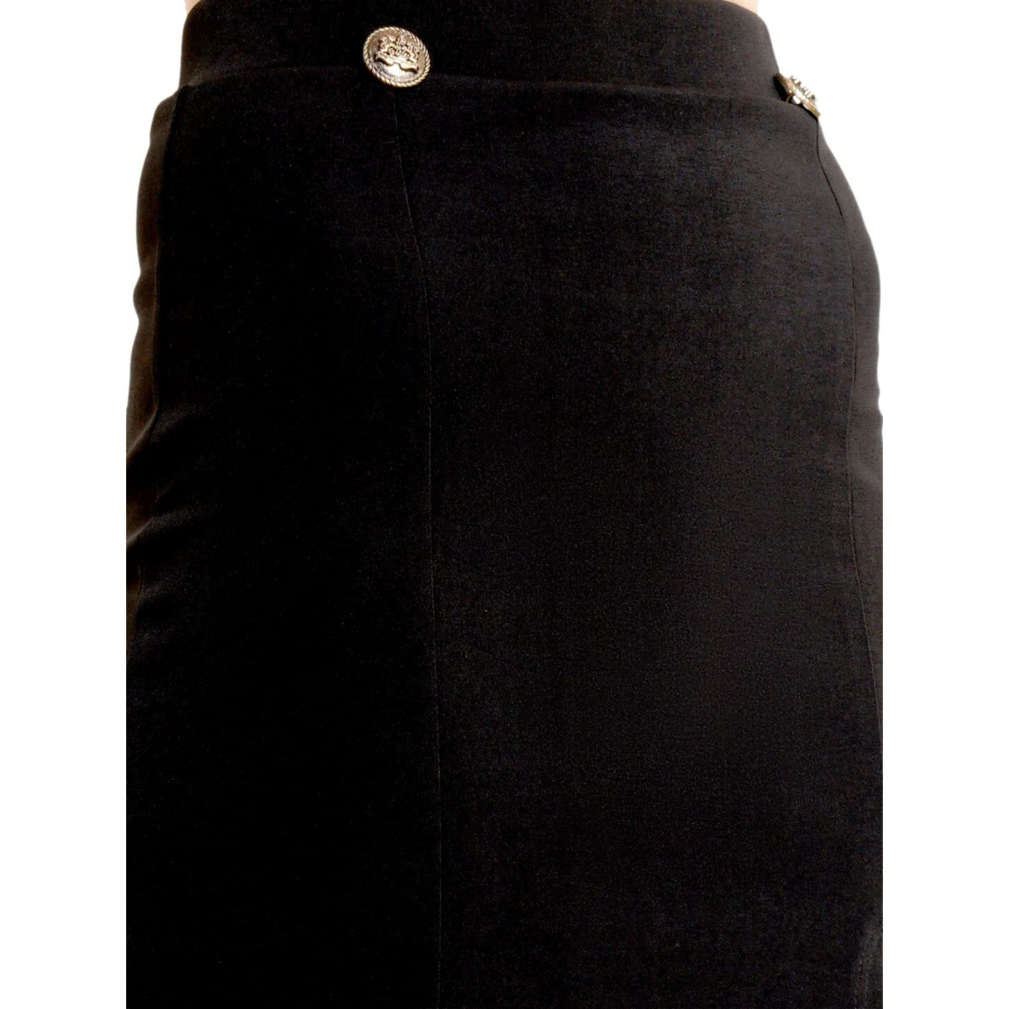 Popwings Black Women's Mini Front Slit Skirt, Medium