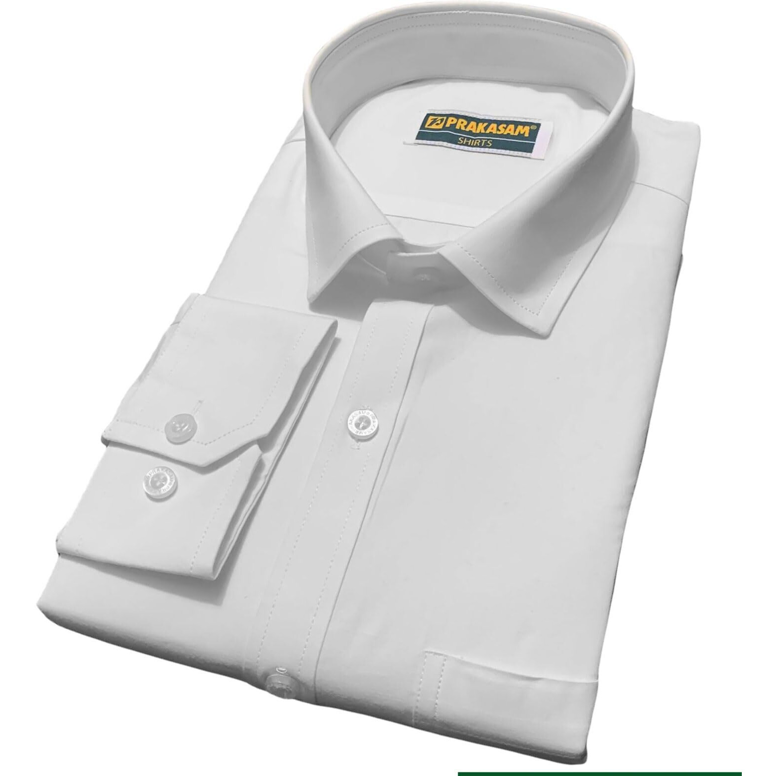 Prakasam Cotton Mens Cotton Wedding Set-Full Sleeve Cream Shirt+8 Yard Dhoti (1.28X3.70 Mtrs)+Single Cream Towel (42, White)