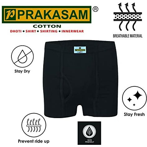 Prakasam Cotton (Marlow Mens Inner Elastic Trunks Without Pocket-Pack Of 2