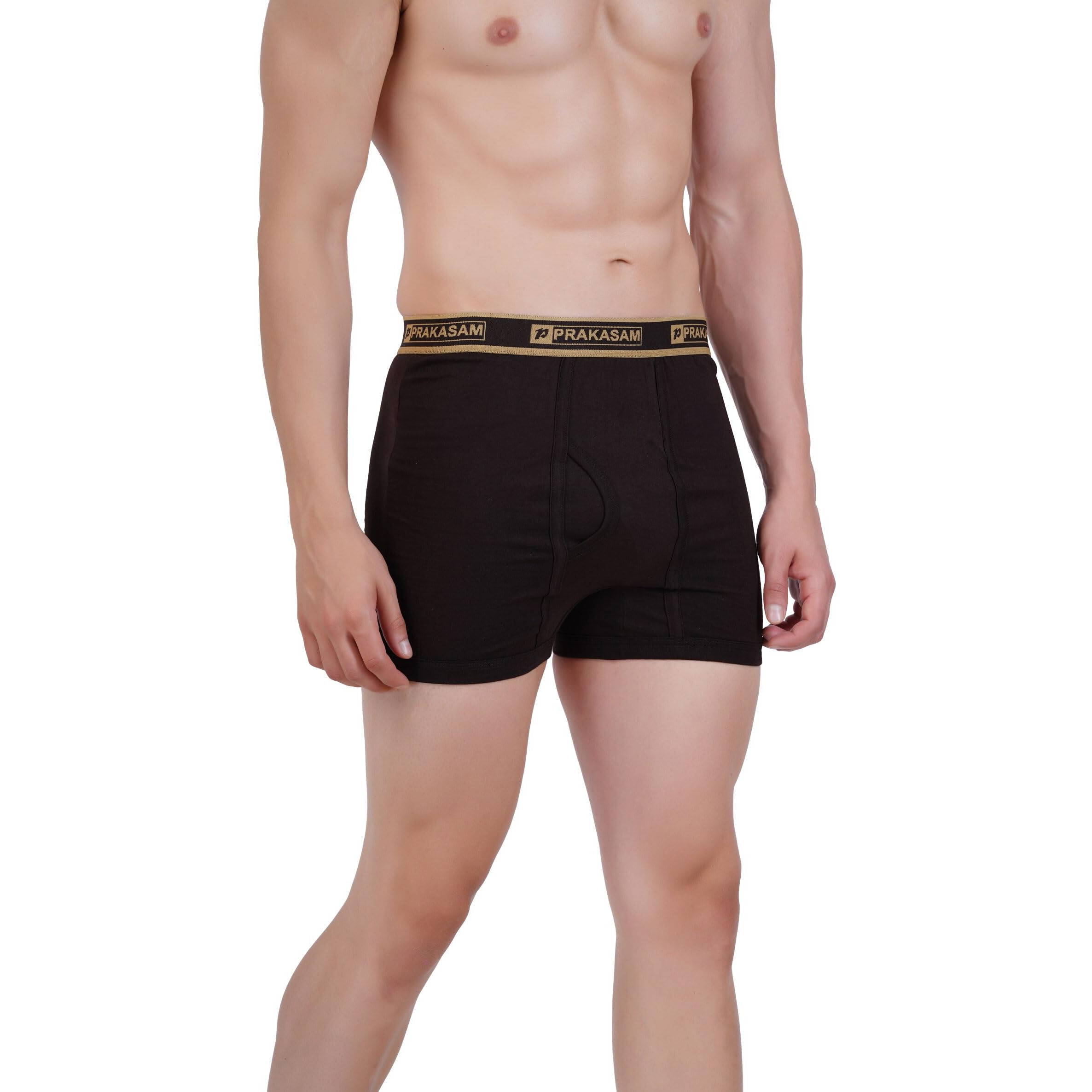 Prakasam Cotton -Marlow Mens 100% Pure Combed Cotton Outer Elastic Plain Trunks (Pack Of 2)