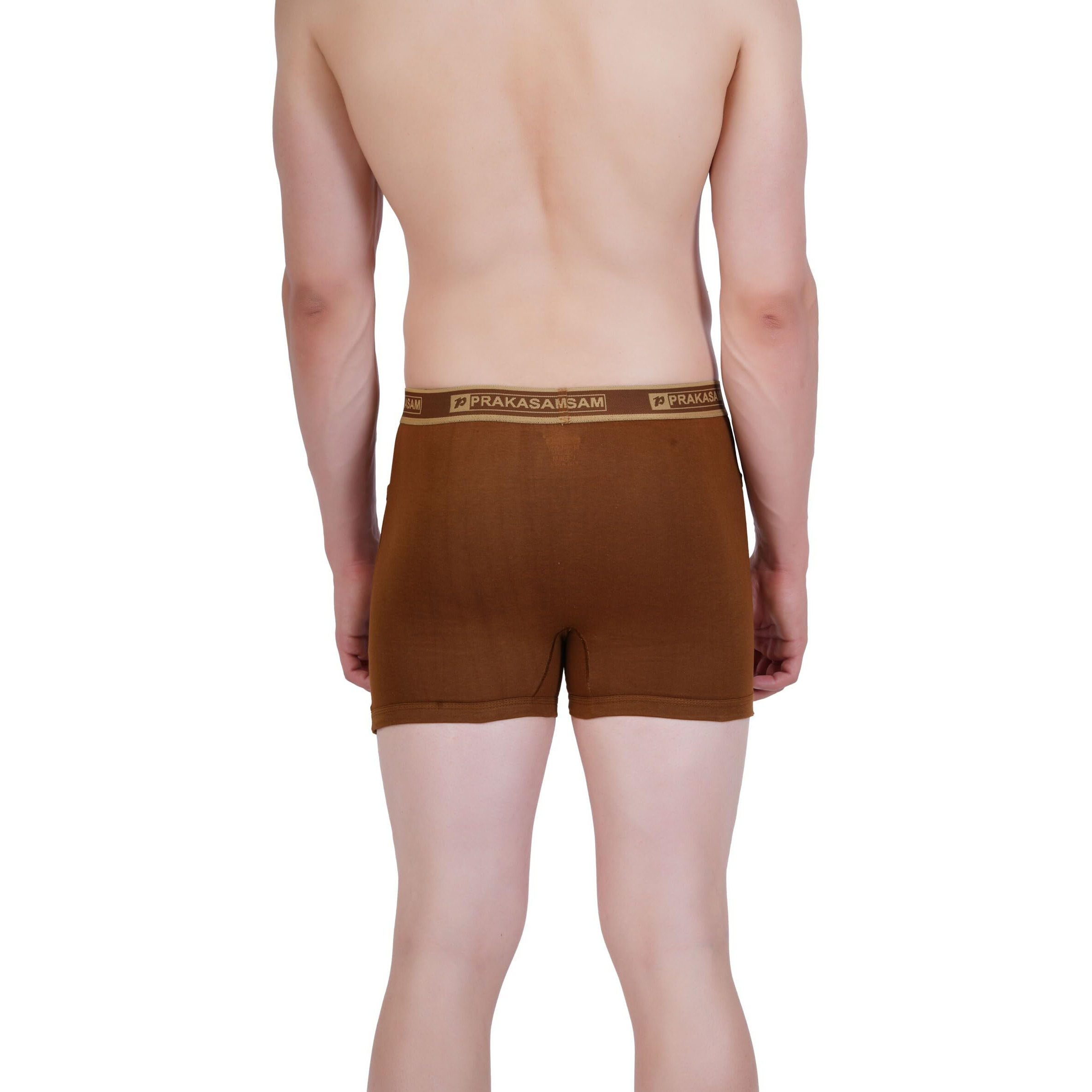 Prakasam Cotton -Marlow Mens 100% Pure Combed Cotton Outer Elastic Plain Trunks (Pack Of 2) Gold, Navy