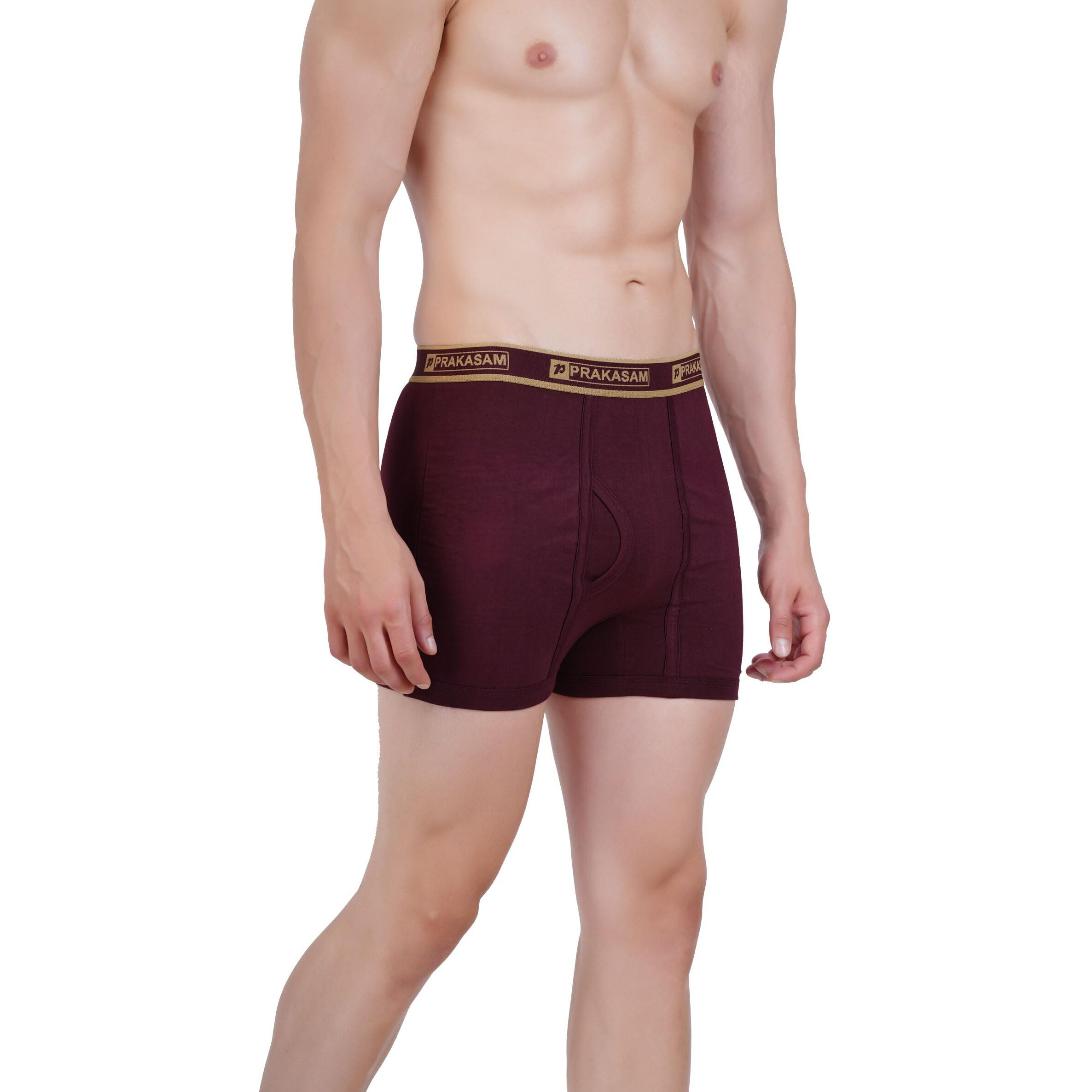 Prakasam Cotton -Marlow Mens 100% Pure Combed Cotton Outer Elastic Plain Trunks (Pack Of 2)