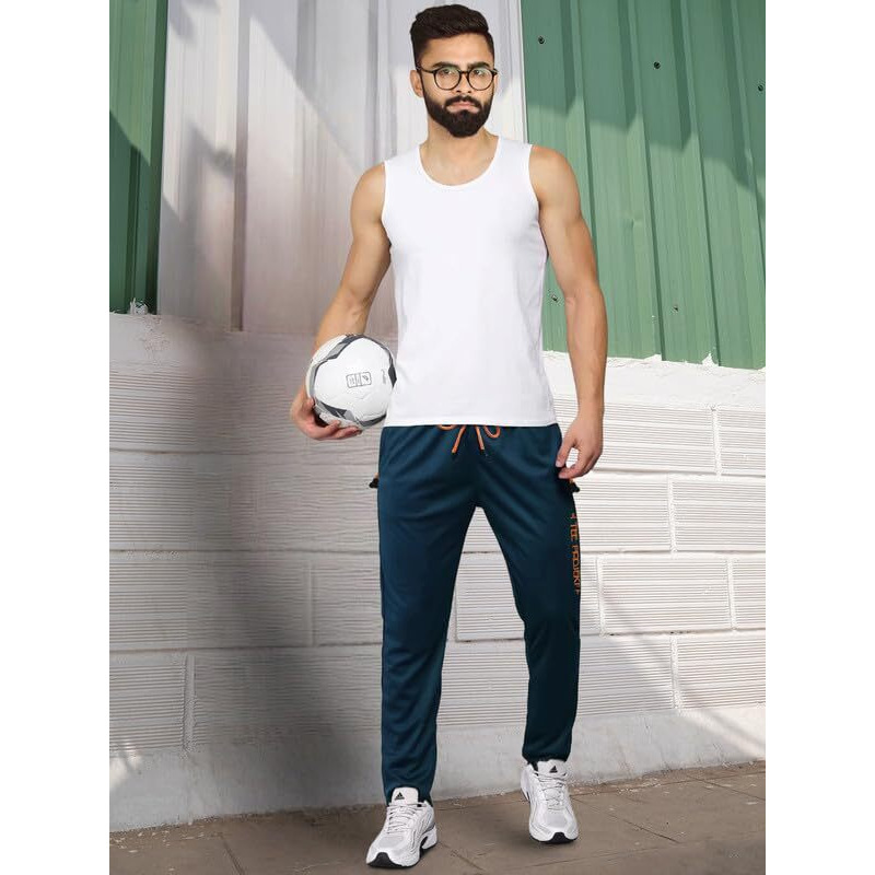 Pinkmint Men's Lycra Track Pant|Sports Regular Fit Track Pant With Two Side Pockets|Boy's Gym Wear L Running Wear (Pak Of 1) Turquoise