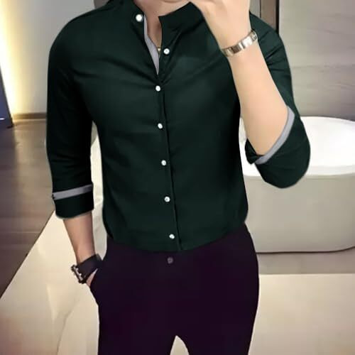 Pinkmint Casual Cotton Long Sleeve Shirt For Men Formal Wear Regular Wear