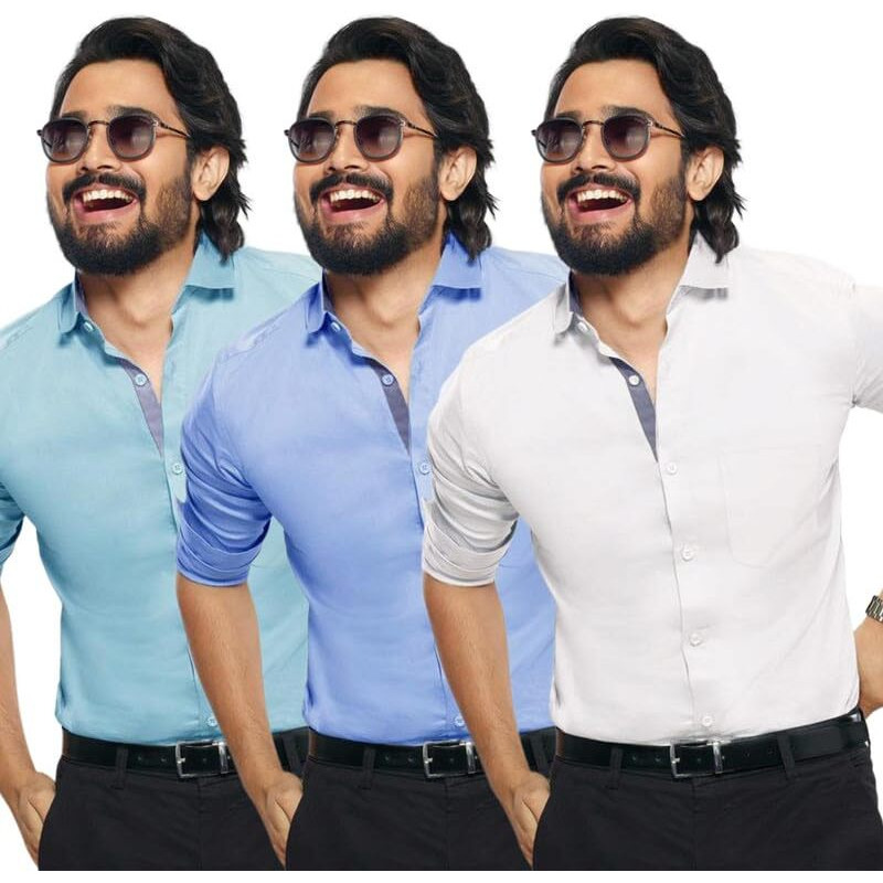 Pinkmint Shirt For Men Ll Cotton Blend Casual Shirt Ll Long Sleeve Formal Men's Shirt Ll Regular Fir Shirt (Pack Of 3)