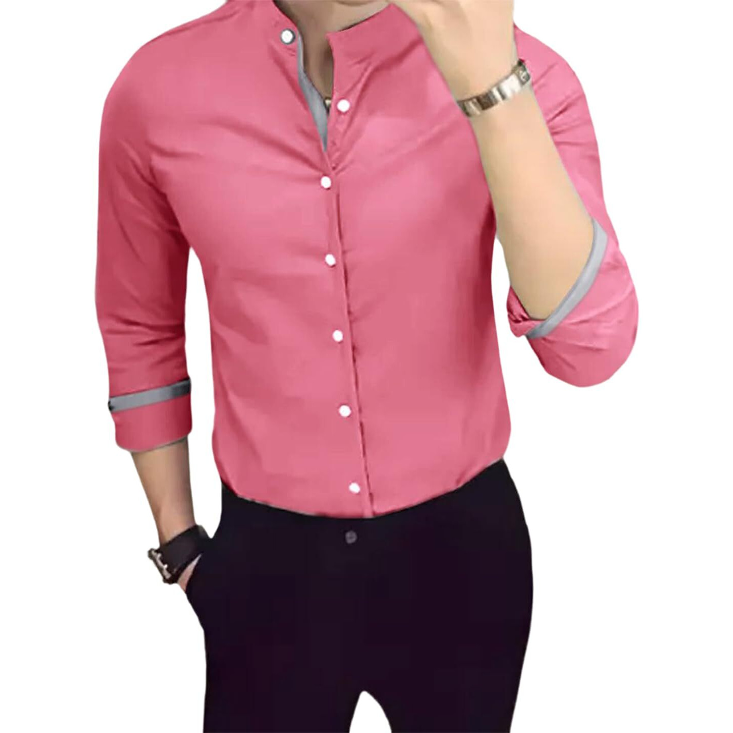 Pinkmint Casual Cotton Long Sleeve Shirt For Men Formal Wear Regular Wear