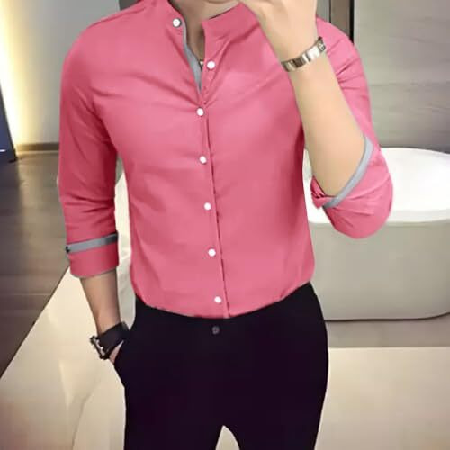 Pinkmint Casual Cotton Long Sleeve Shirt For Men Formal Wear Regular Wear