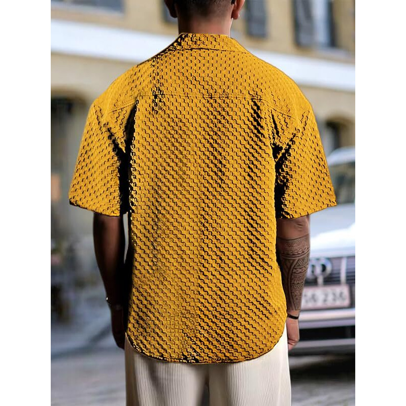 Pinkmint Bubble Textured Shirt For Men Ll Half Sleeve Stylish Button Down Shirt's Ll Men's Pocket Shirt (Pack Of 1) Yellow