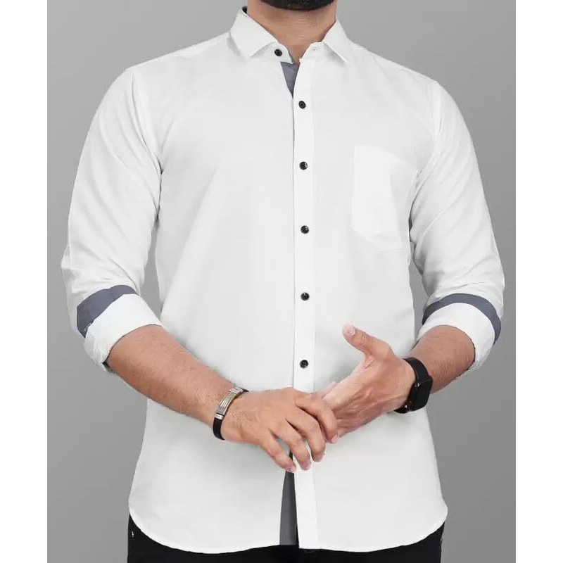 Pinkmint Casual Cotton Long Sleeve Shirt For Men Formal Wear Regular Wear
