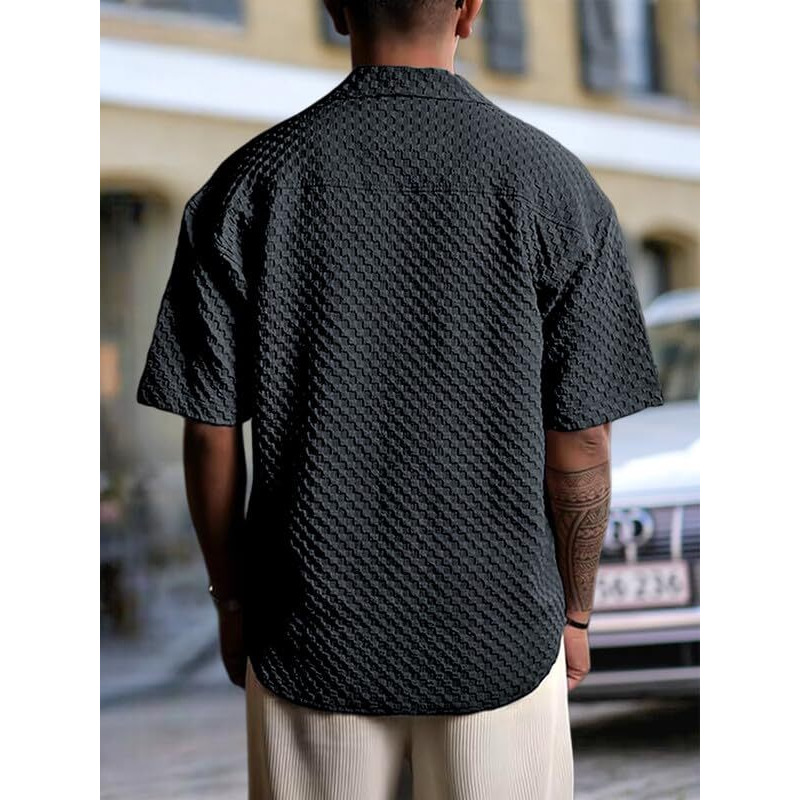 Pinkmint Bubble Textured Shirt For Men Ll Half Sleeve Stylish Button Down Shirt's Ll Men's Pocket Shirt (Pack Of 1) Grey