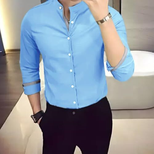 Pinkmint Casual Cotton Long Sleeve Shirt For Men Formal Wear Regular Wear