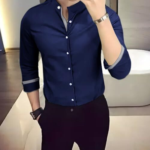 Pinkmint Casual Cotton Long Sleeve Shirt For Men Formal Wear Regular Wear