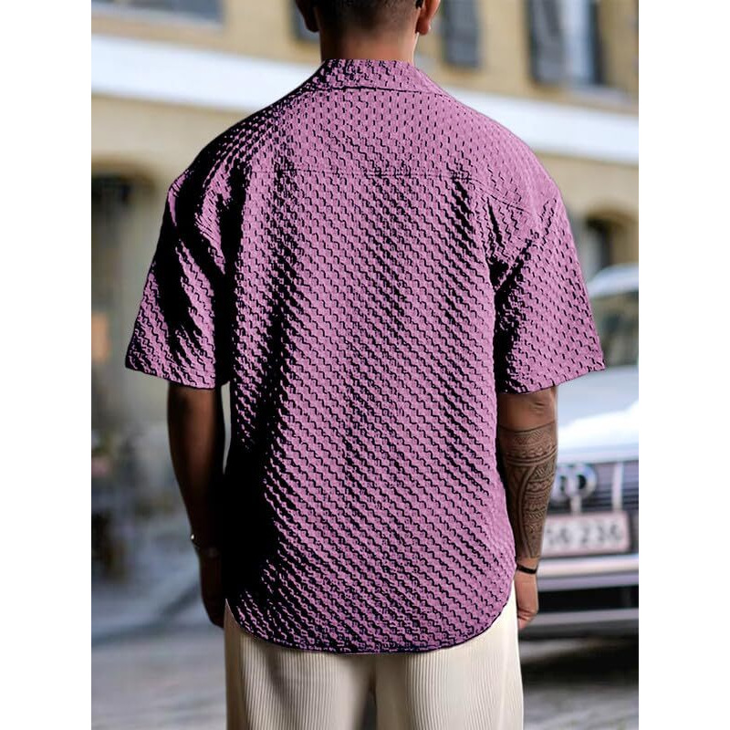 Pinkmint Bubble Textured Shirt For Men Ll Half Sleeve Stylish Button Down Shirt's Ll Men's Pocket Shirt (Pack Of 1) Purple