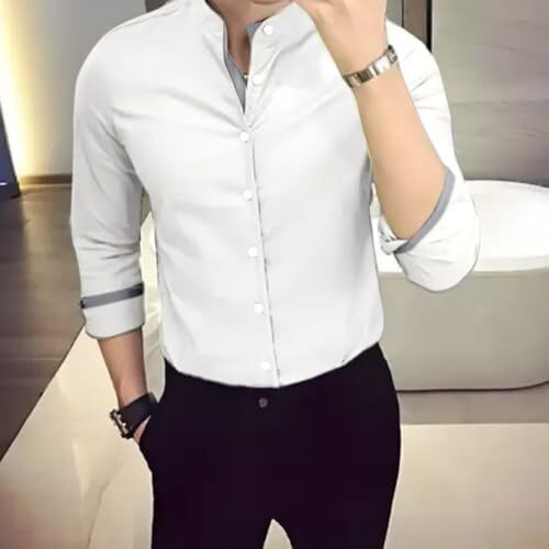Pinkmint Casual Cotton Long Sleeve Shirt For Men Formal Wear Regular Wear