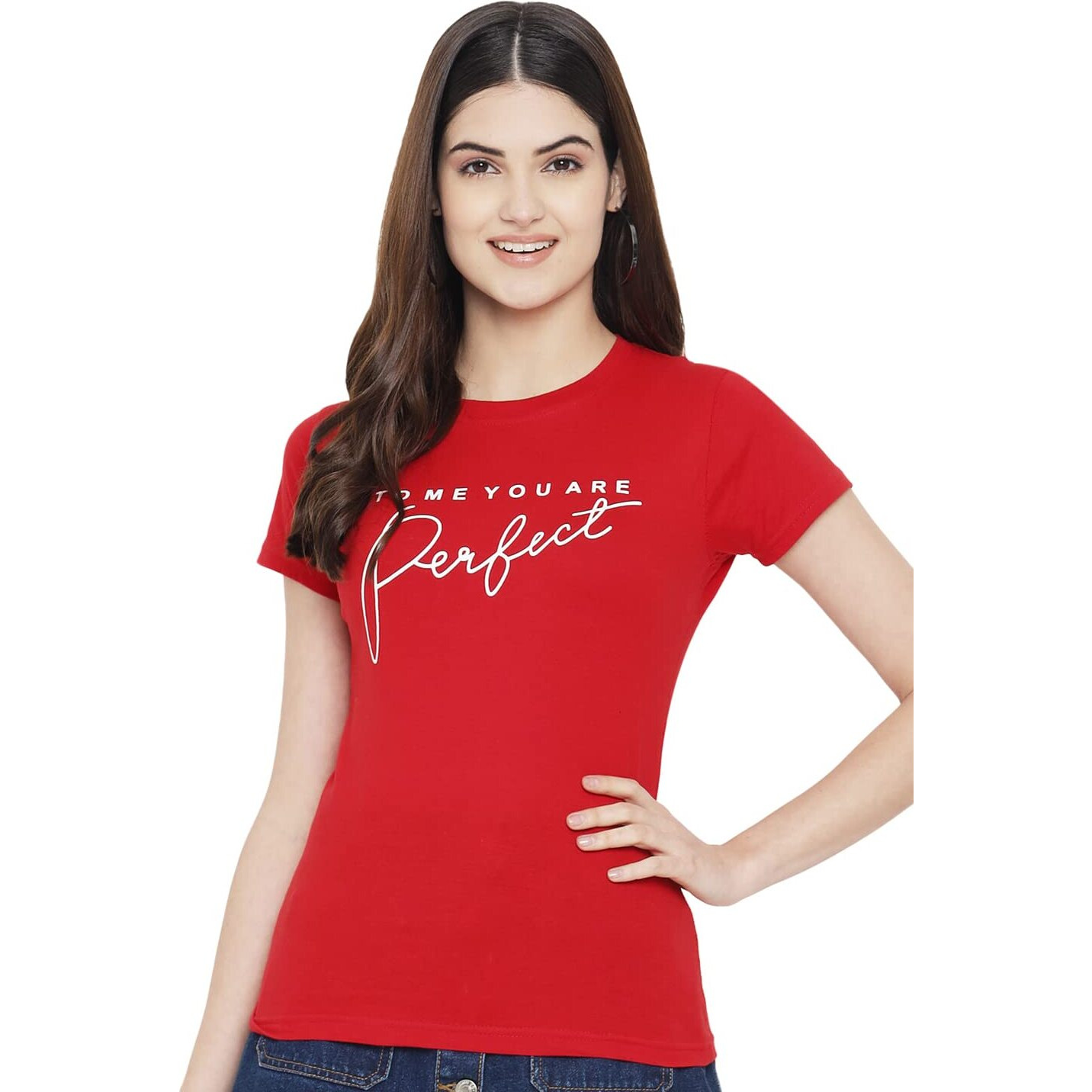 Preneum Women's Cotton Regular Fit Latest Graphic Stylish Printed Short Sleeves Casual T-Shirt || Trends & Stylish (Pack 3), Dark Red, L