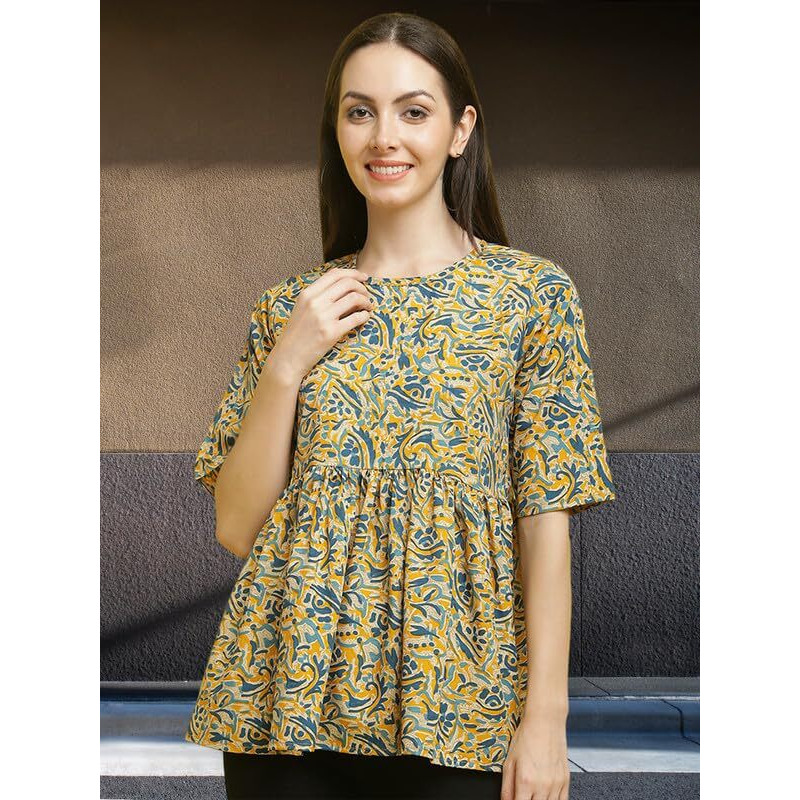 Pinkimint Crape Combo Top For Women Ll Stylish Casual Flared Fancy Sleeve Printed Regular Fit Top (Pack Of 3)