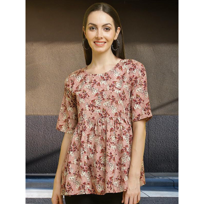 Pinkimint Crape Combo Top For Women Ll Stylish Casual Flared Fancy Sleeve Printed Regular Fit Top (Pack Of 3)