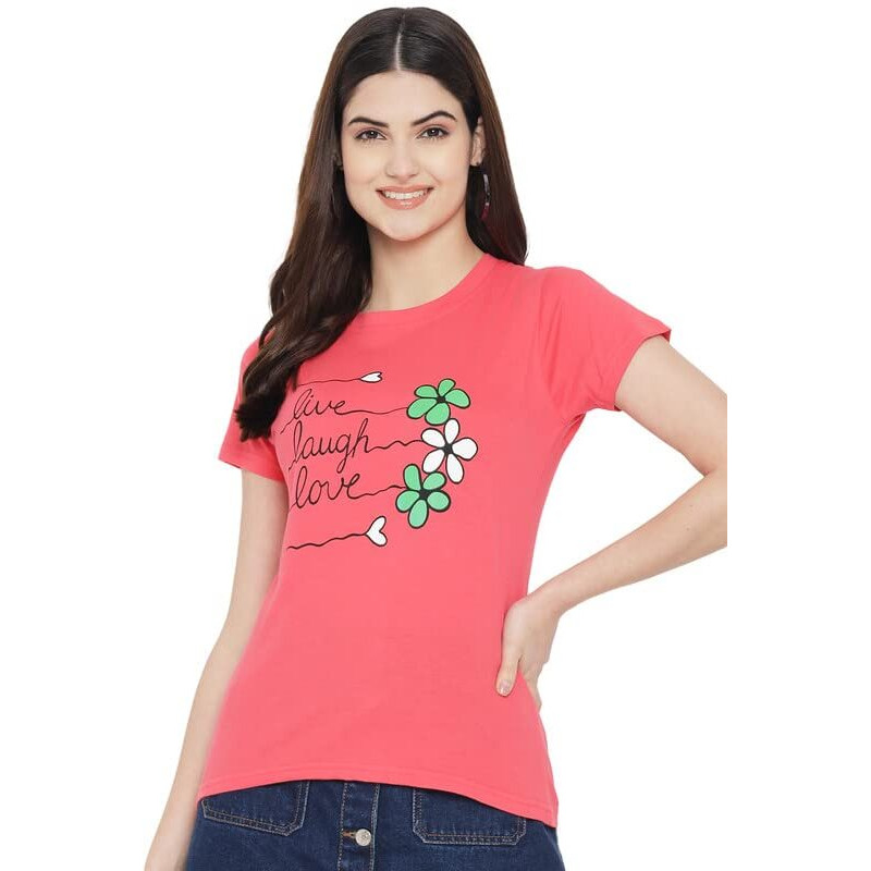 Preneum Women's Regular Fit T-Shirt (Sup-17-20-15_Pink Navy Blue Xs)