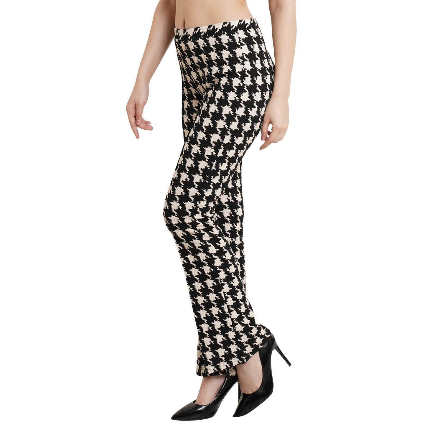 Popwings Black & White Printed Mid Rise Women Trouser