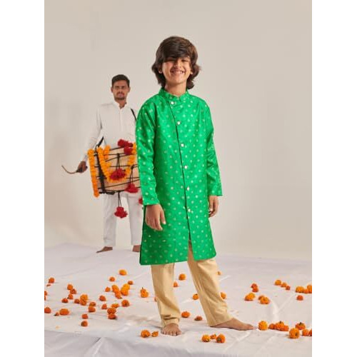 Pspeaches Boys Embroidered Regular Beads And Stones Kurta With Pyjamas (10-12Years)
