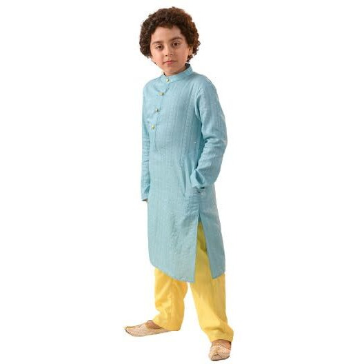 Pspeaches Boys Ethnic Motifs Printed Pure Cotton Kurta With Pyjamas
