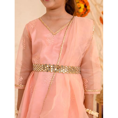 Pspeaches Girl's Cotton Blend Sharara Set (Sha-Peachrose-2-3Y_Peach