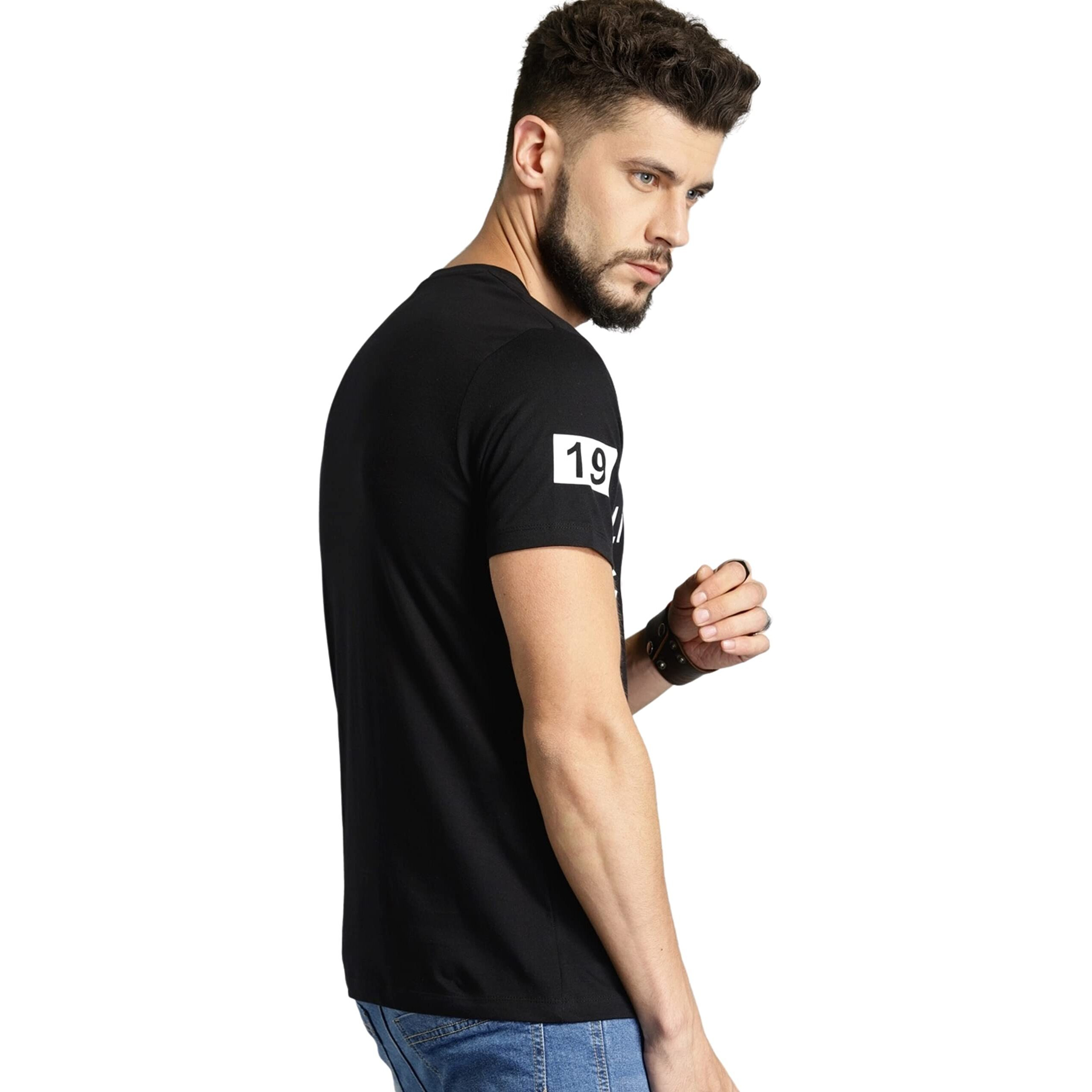 Rytras Men's Printed Cotton Pure Tshirt(Ryttshirt02_Black_Xx-Large)
