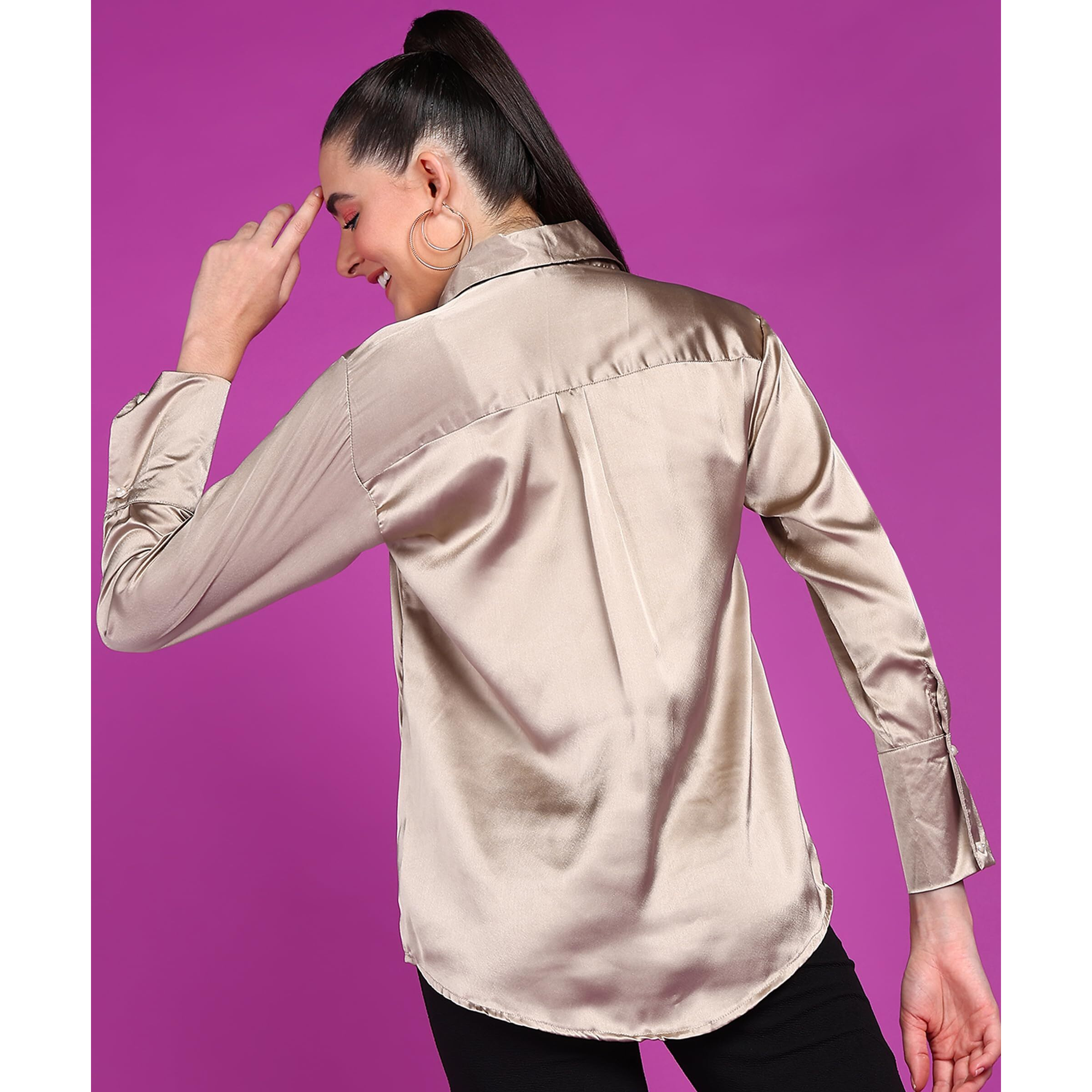 Popwings Women's Solid Regular Fit T-Shirt (B0Cngr98Gs_Golden