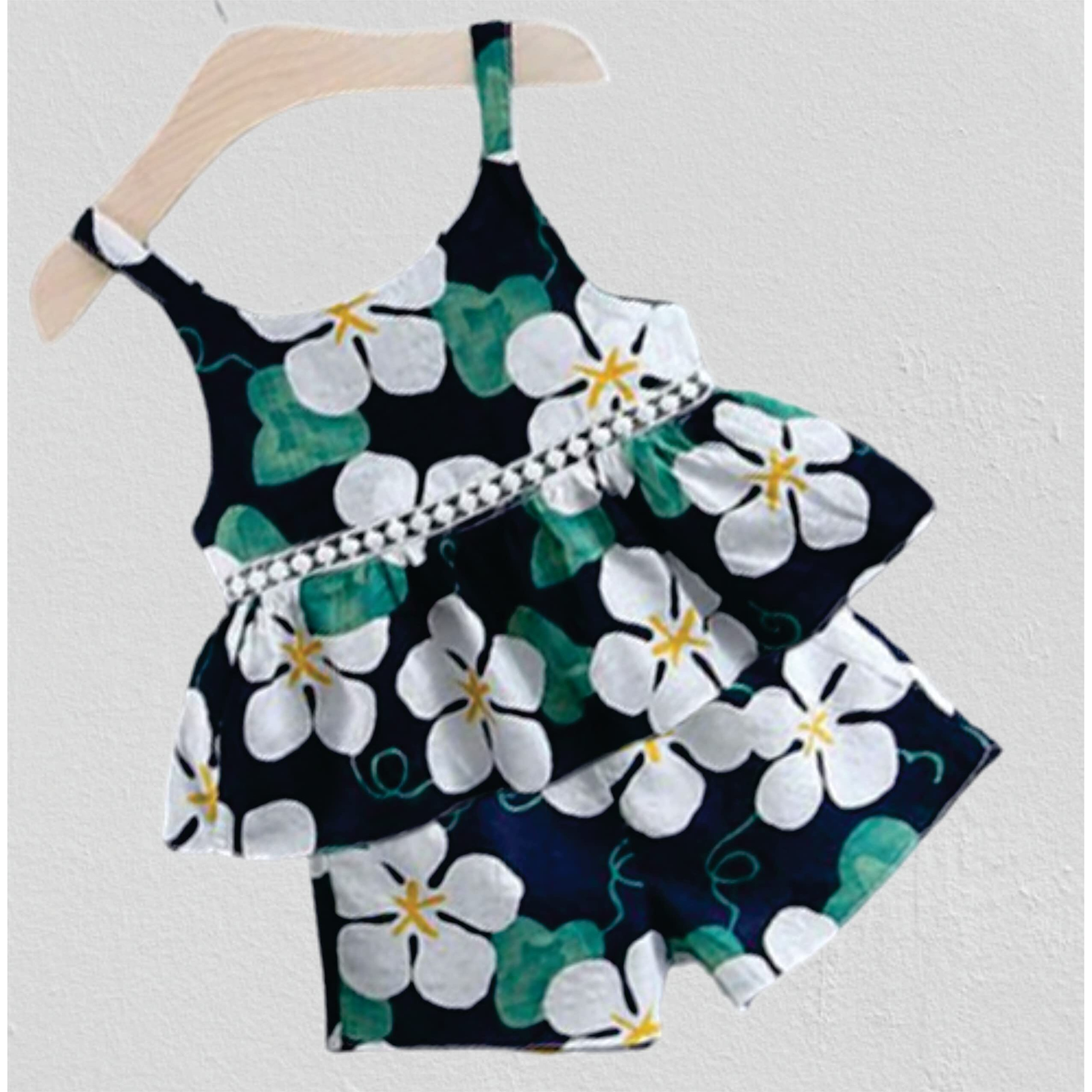 Pujia Mills Baby Girl Sleeveless Floral Printed Top And Short Set For Kids (Bgd 72-3-4) Black