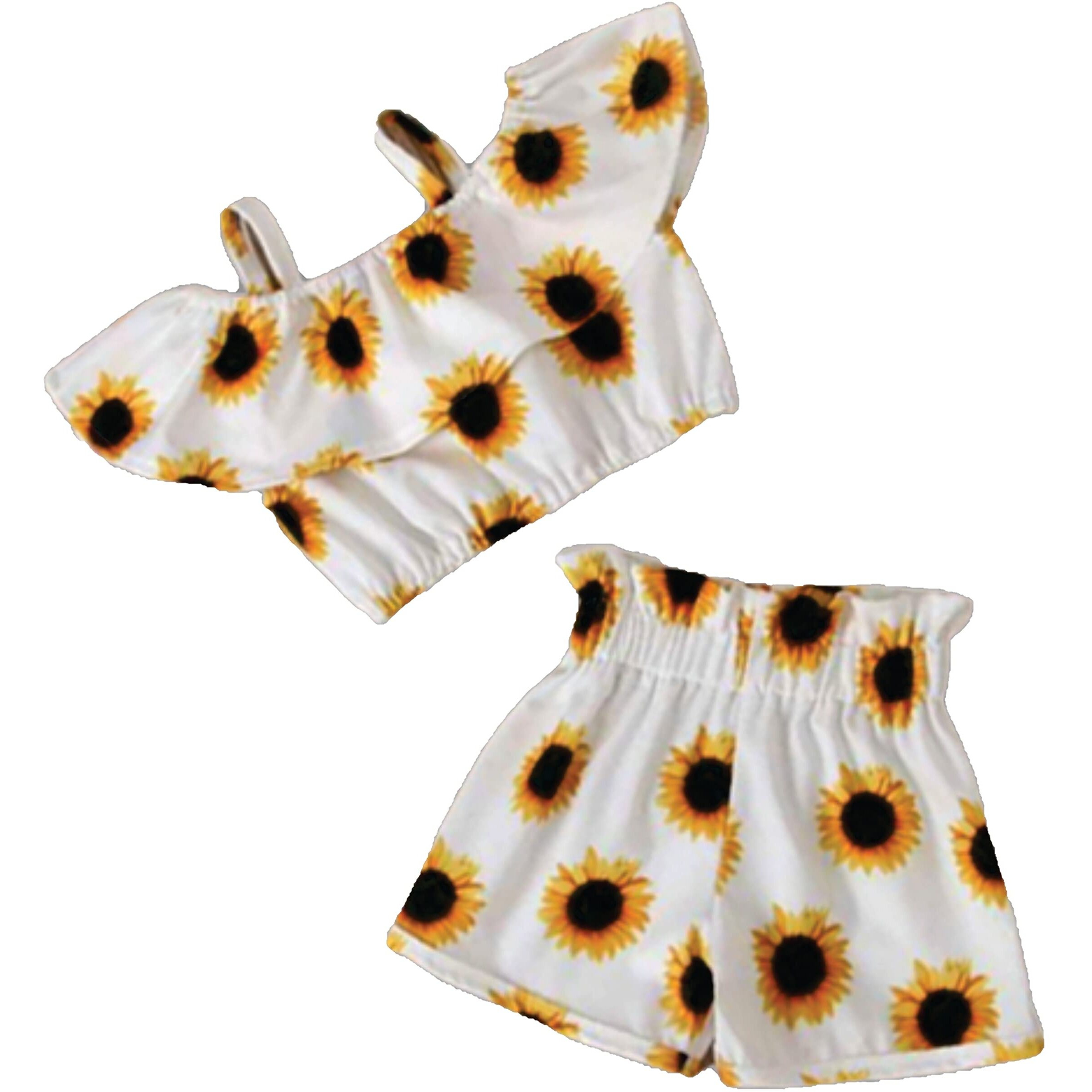 Pujia Mills Baby Girl Sunflower Printed Rayon Skirt And Crop Top For Kids (Bgd 77-3-4) White