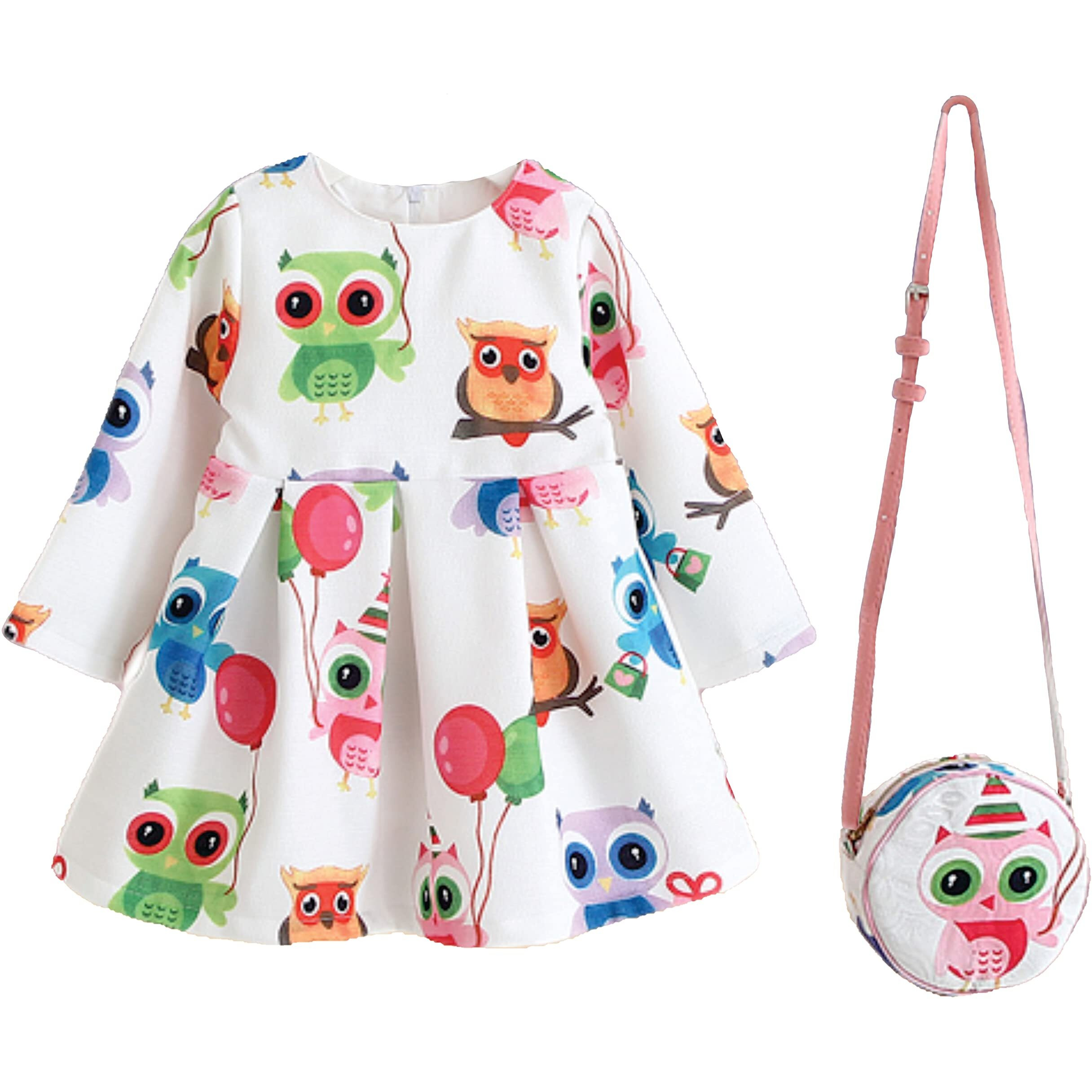 Pujia Mills Baby Girl Printed Frock Dress With Purse For Kids (Bgd 93-1-2) Sky Blue