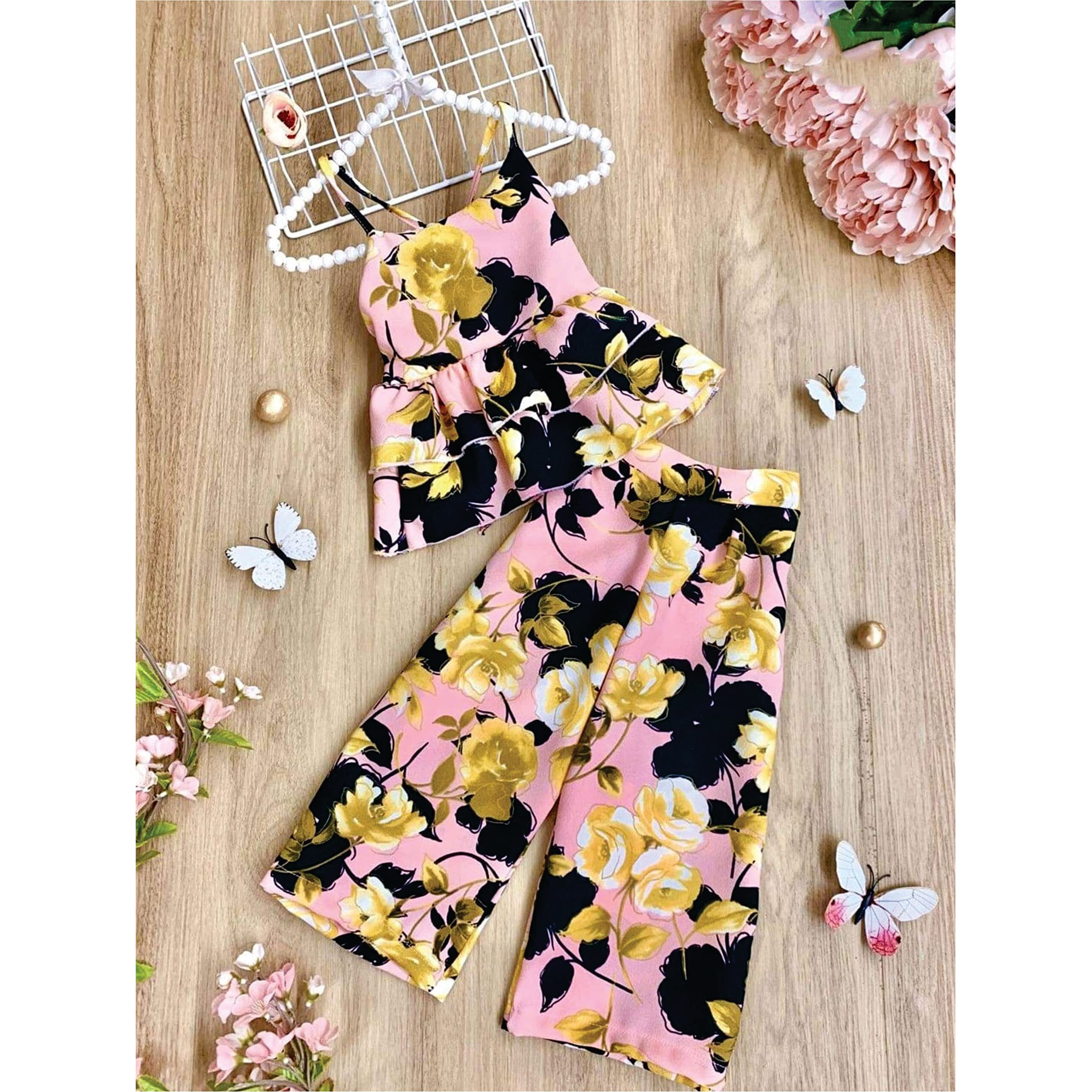 Pujia Mills Baby Girl Floral Printed Top And Trouser For Kids (Bgd 81-3-4) White