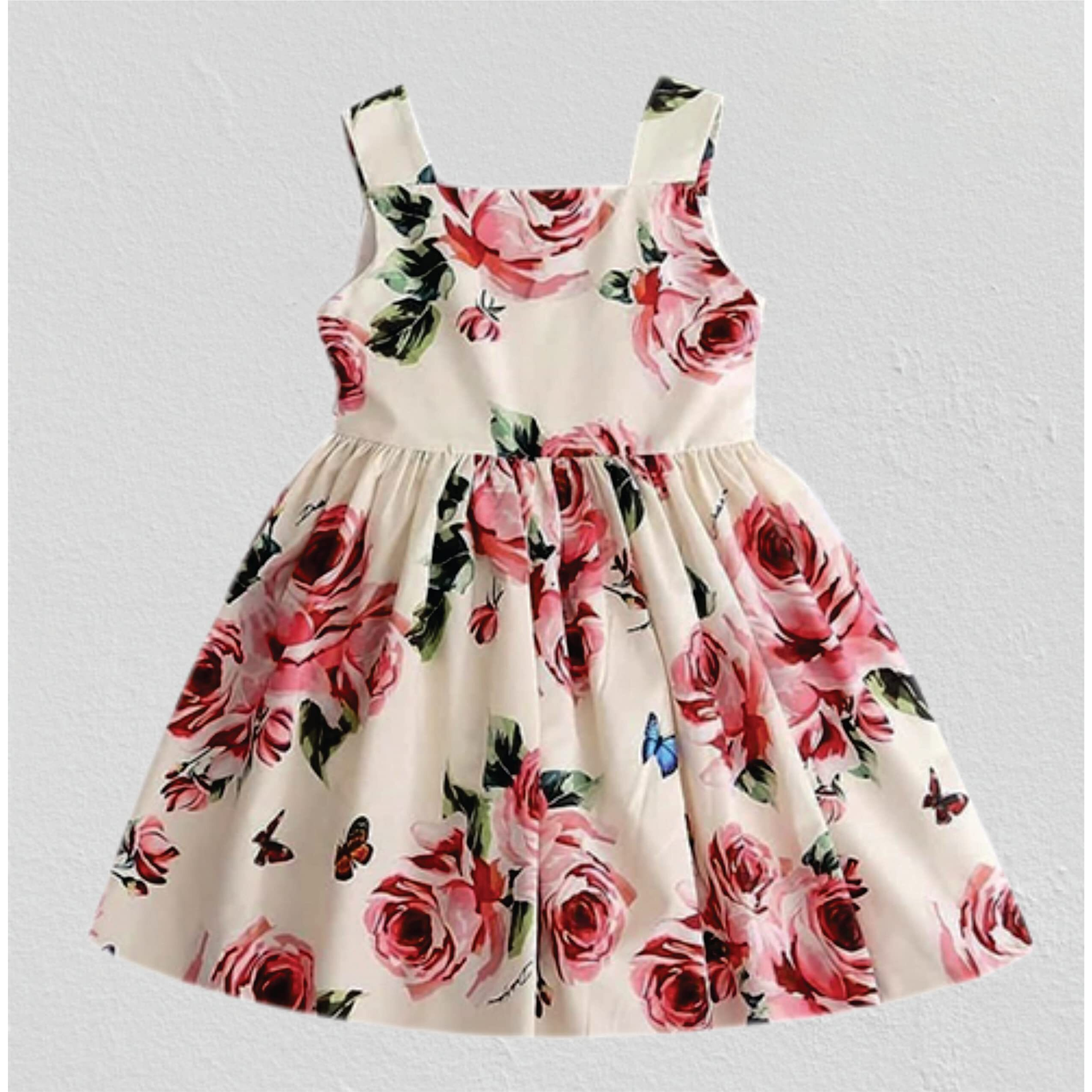 Pujia Mills Baby Girls Floral Print Ruffle Trim Frock Dress For Baby Girl (Bgd 52-5-6) White