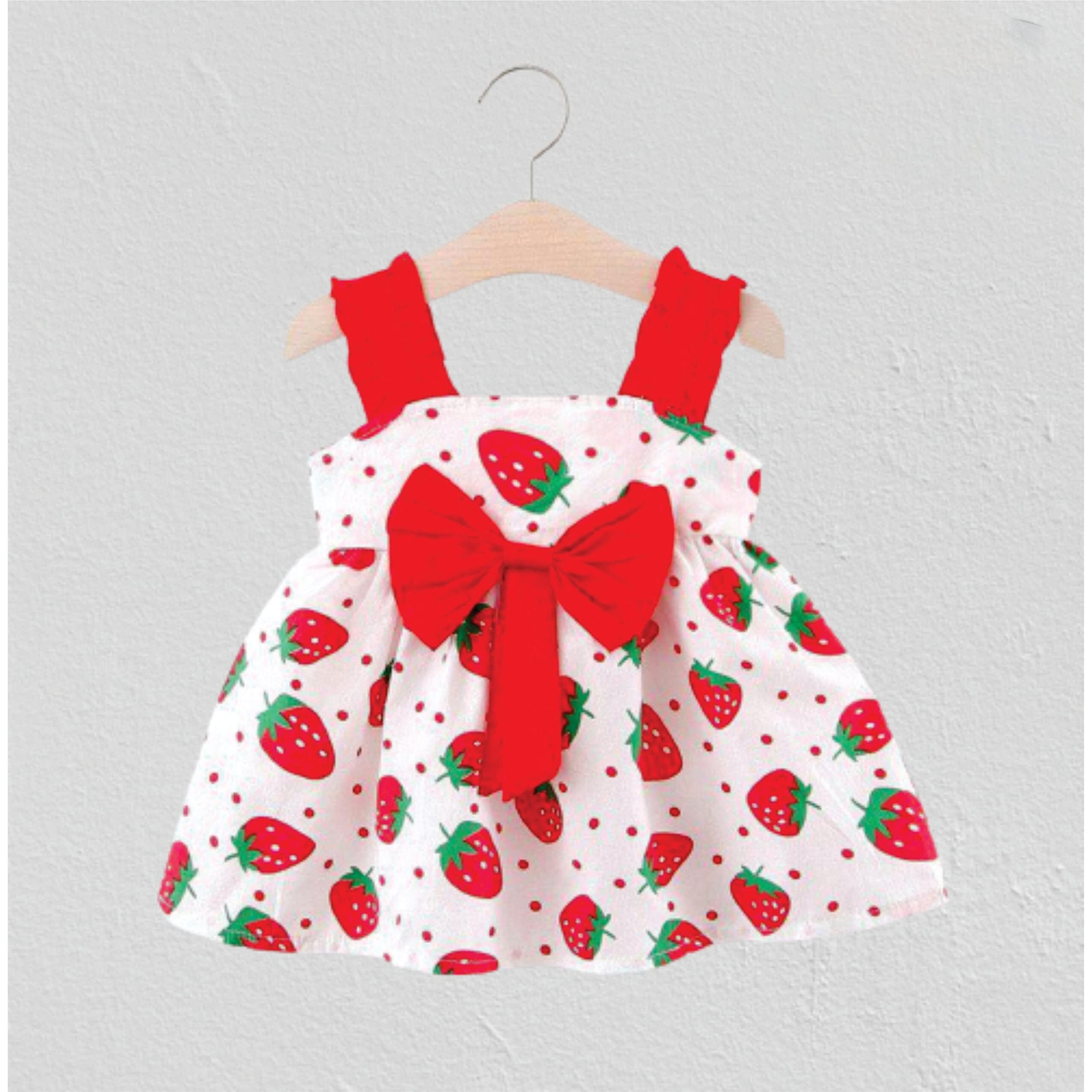 Pujia Mills Baby Outfits Girls Toddler Princess Strawberry Skirt Dress (Bgd 11-1-2)