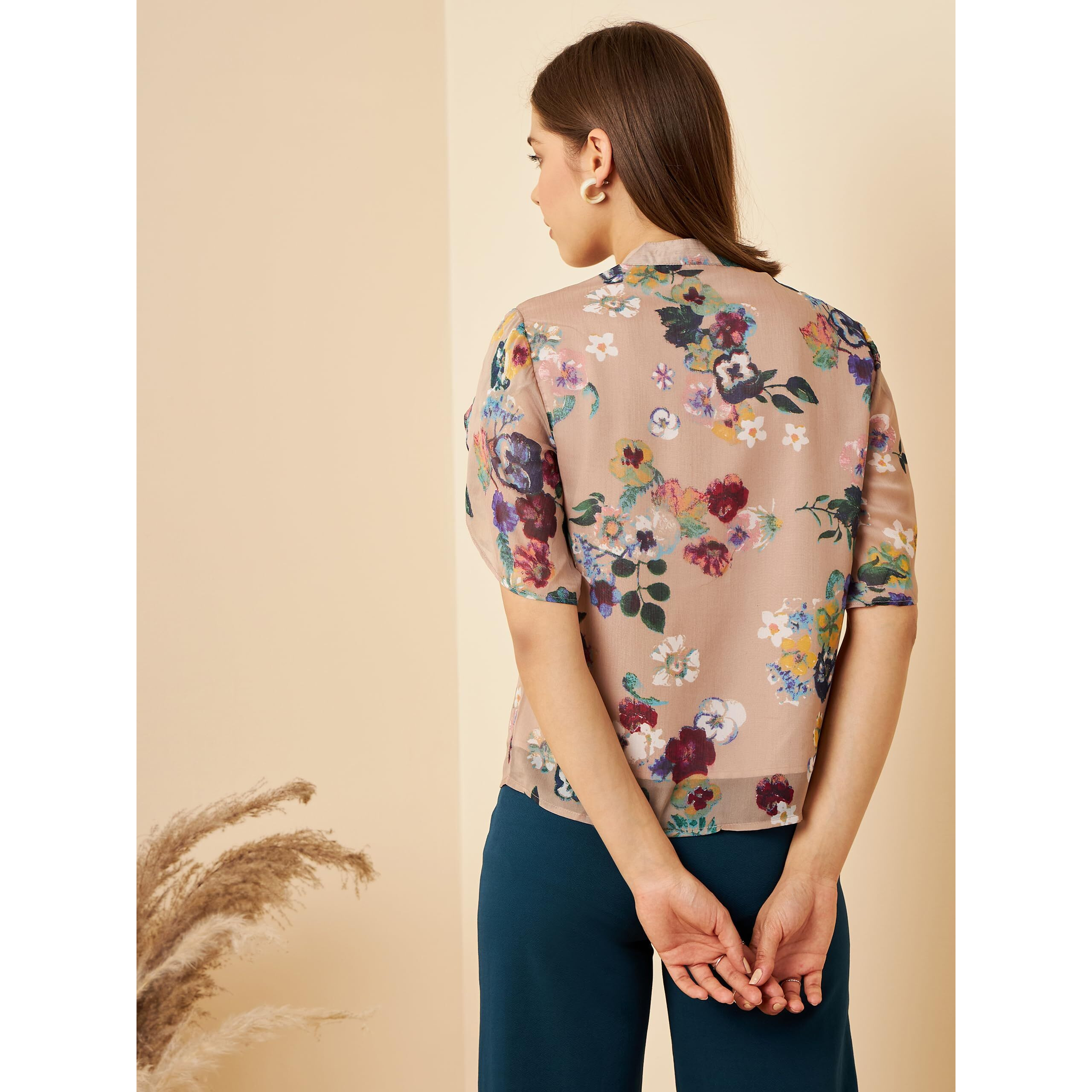 Rare Polyester Women's Floral Regular Fit Blouse (Ep7554_Multi M)