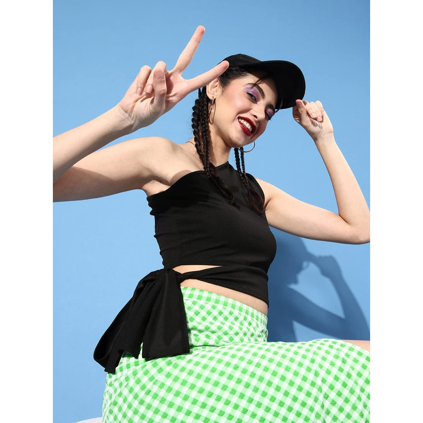 Rare Women Casual Black Colour One Shoulder Solid Fitted Top