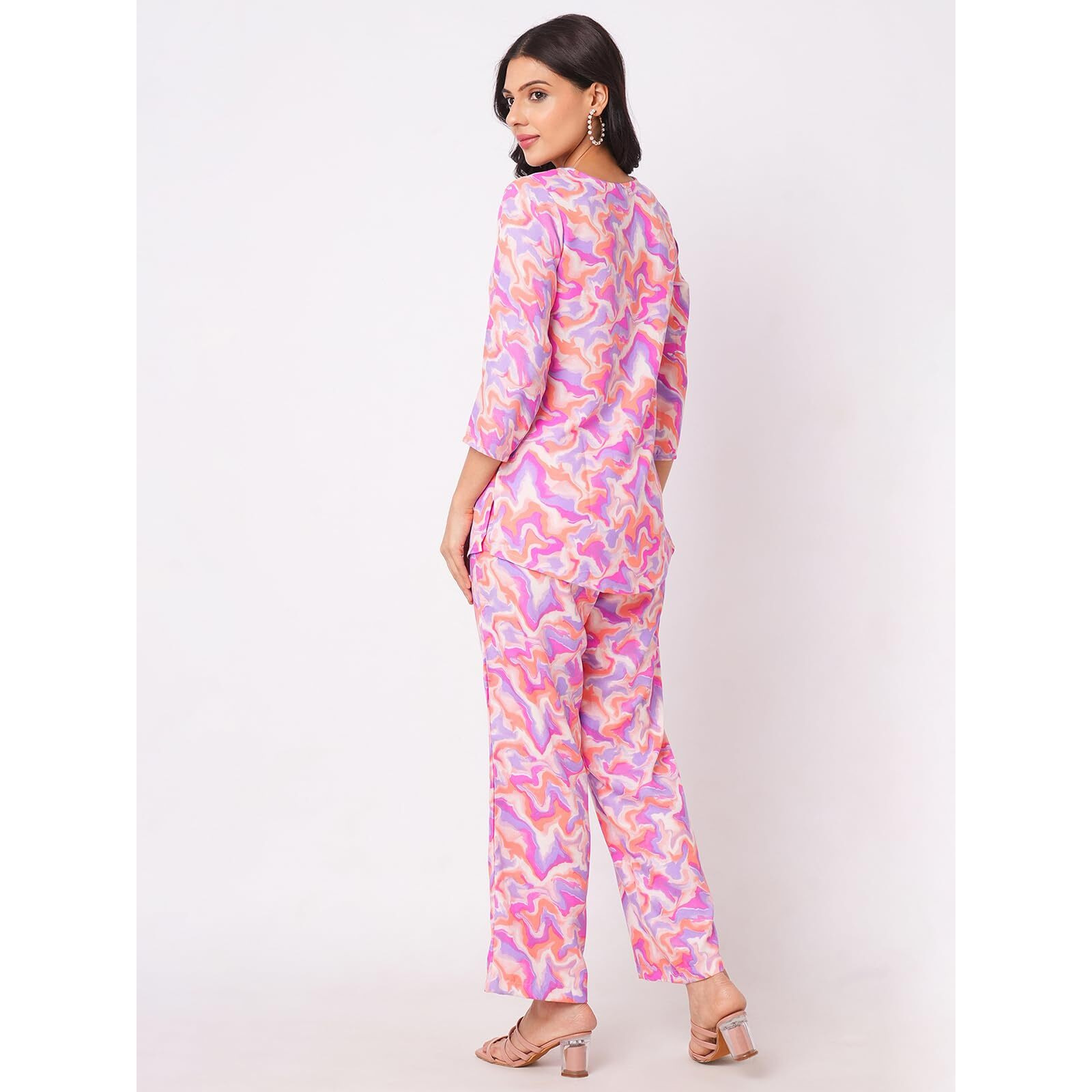 Selvia Co-Ords Set For Women|Rayon Blend Top And Trouser Set|Casual Co-Ords Set For Women|Printed Two Piece Co-Ord Set(681Ctk7825N-M_Pink. Multi)