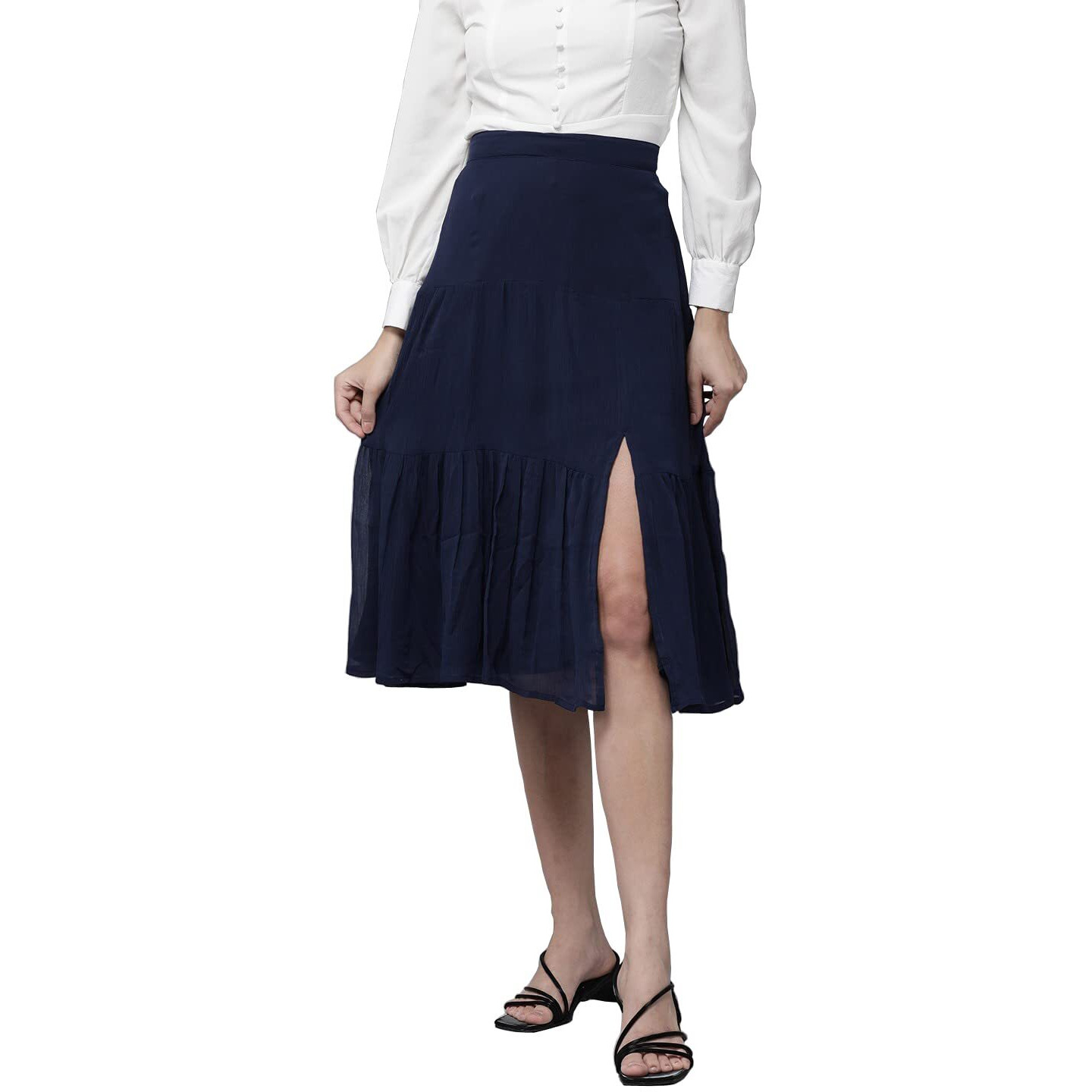 Rare Georgette Western Skirt Navy Blue