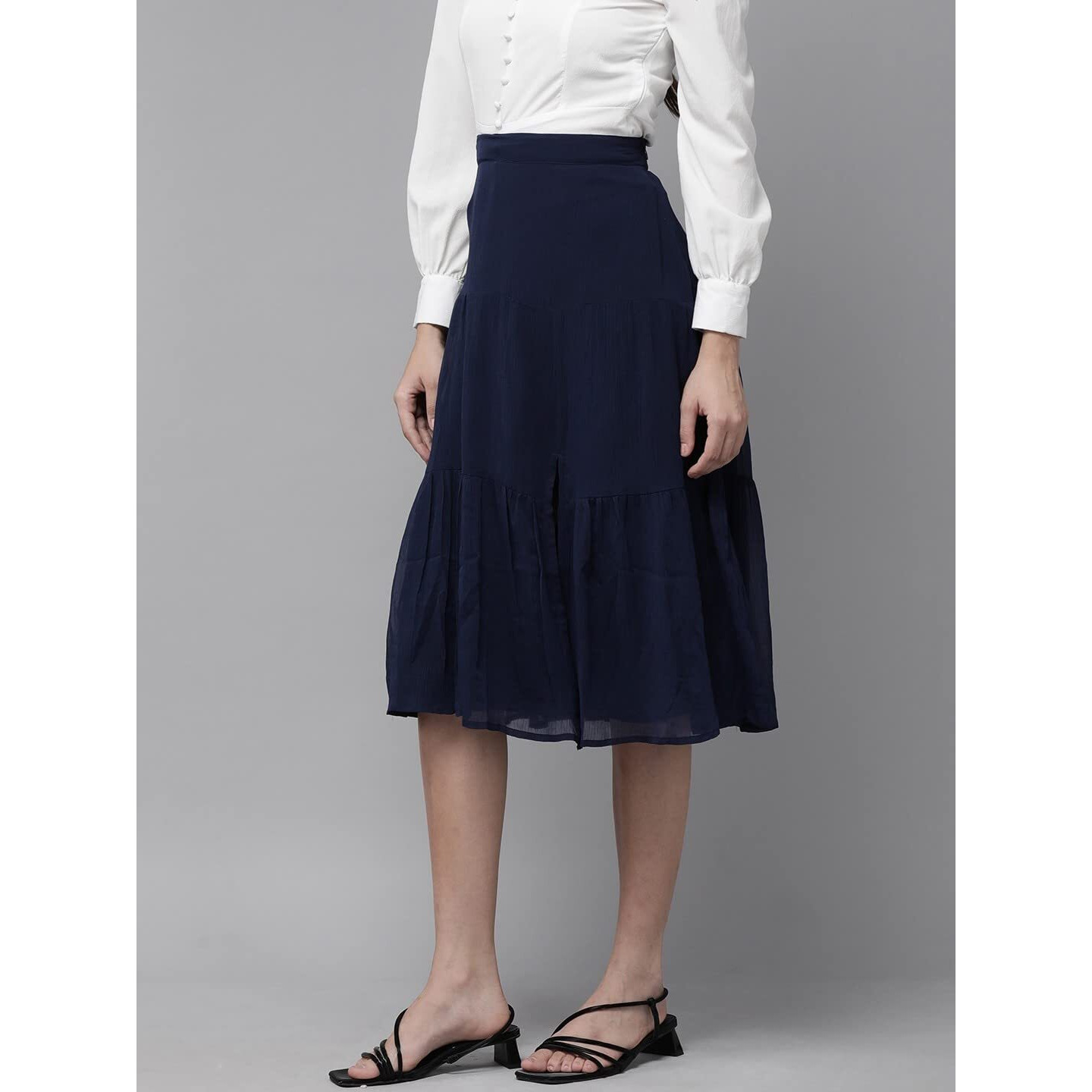 Rare Georgette Western Skirt Navy Blue