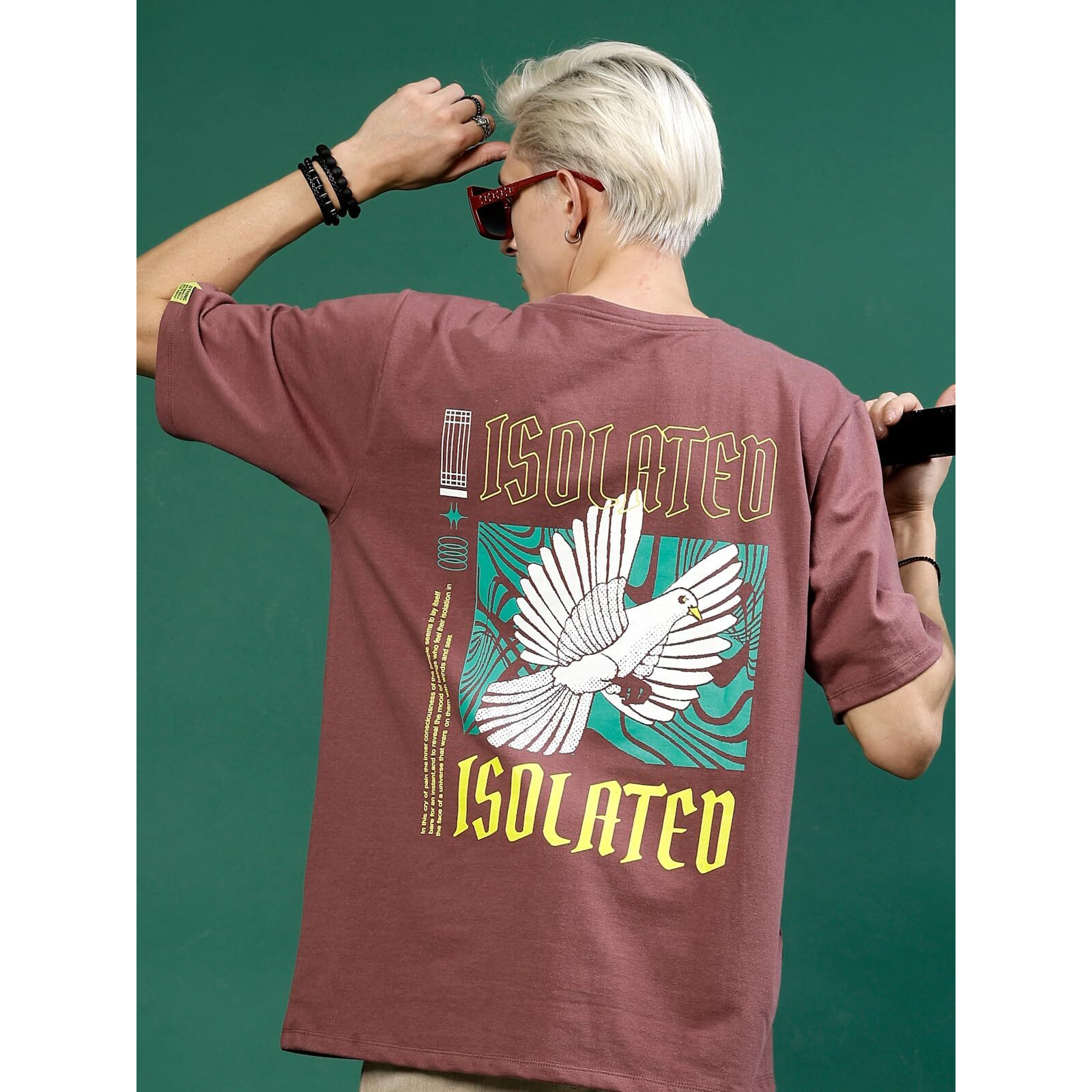 Rigo Back Printed Half Sleeves Round Neck Oversized T-Shirt For Men | Drop Shoulder T-Shirt For Men | Loose Baggy Fit T-Shirt For Men