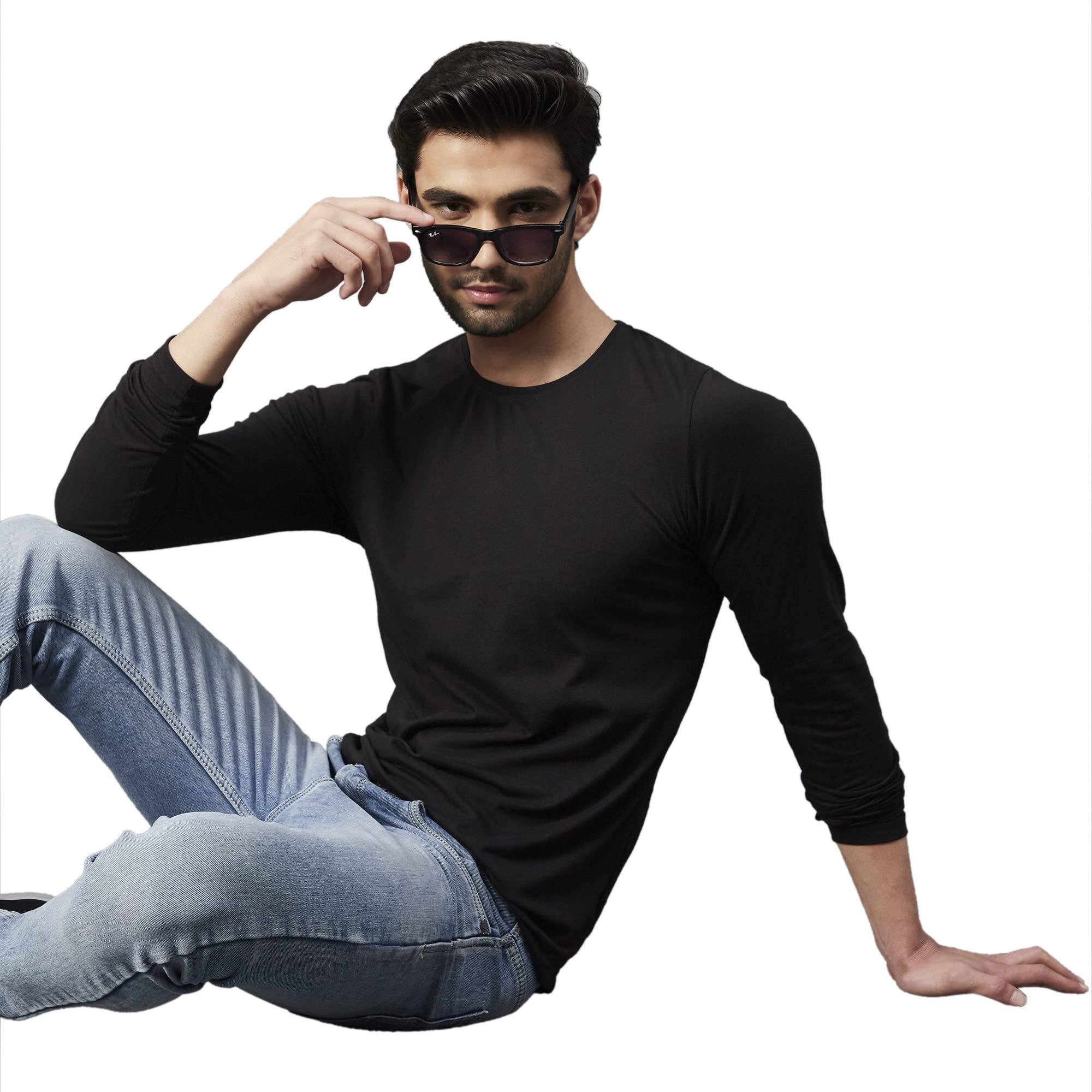 Rigo Men Black Thumbhole Round Neck Full Sleeve T-Shirt (Xxx-Large)